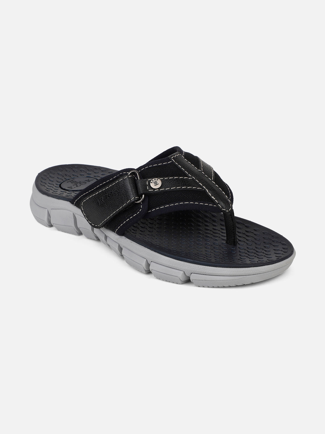 Leather black flipflops for men