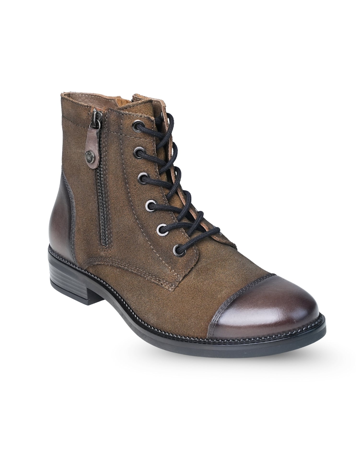 Ezok Women's Casual Leather Boots | Stylish Lace-Up Design with Cushioned Insole | Durable, Comfortable & Trendy for Daily Wear