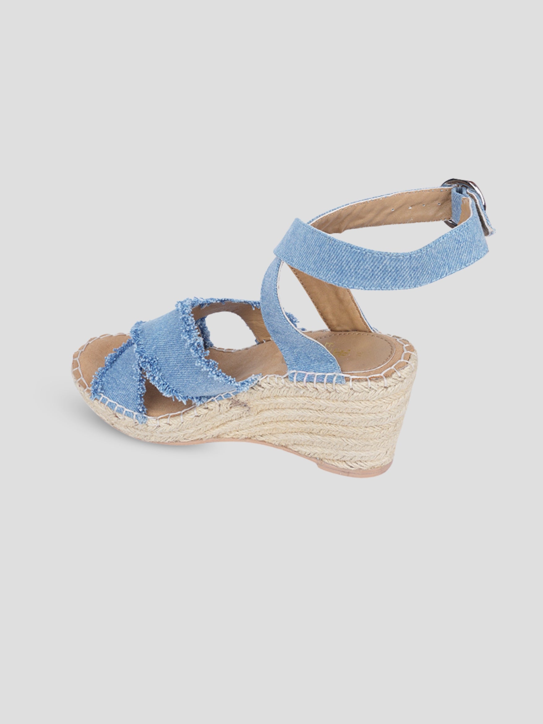Ezok Blue Denim Slip On With Buckle Sandals