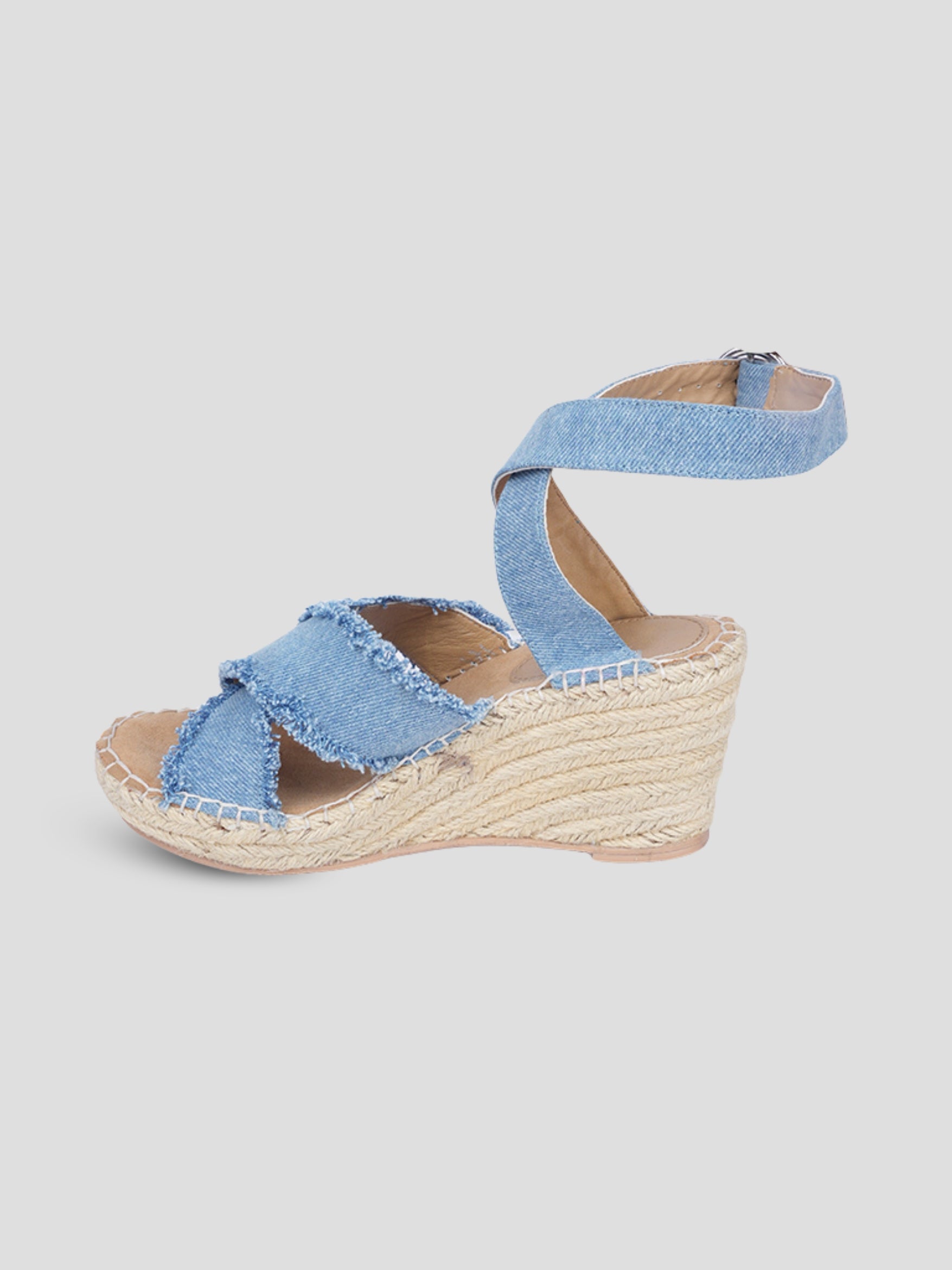 Ezok Blue Denim Slip On With Buckle Sandals