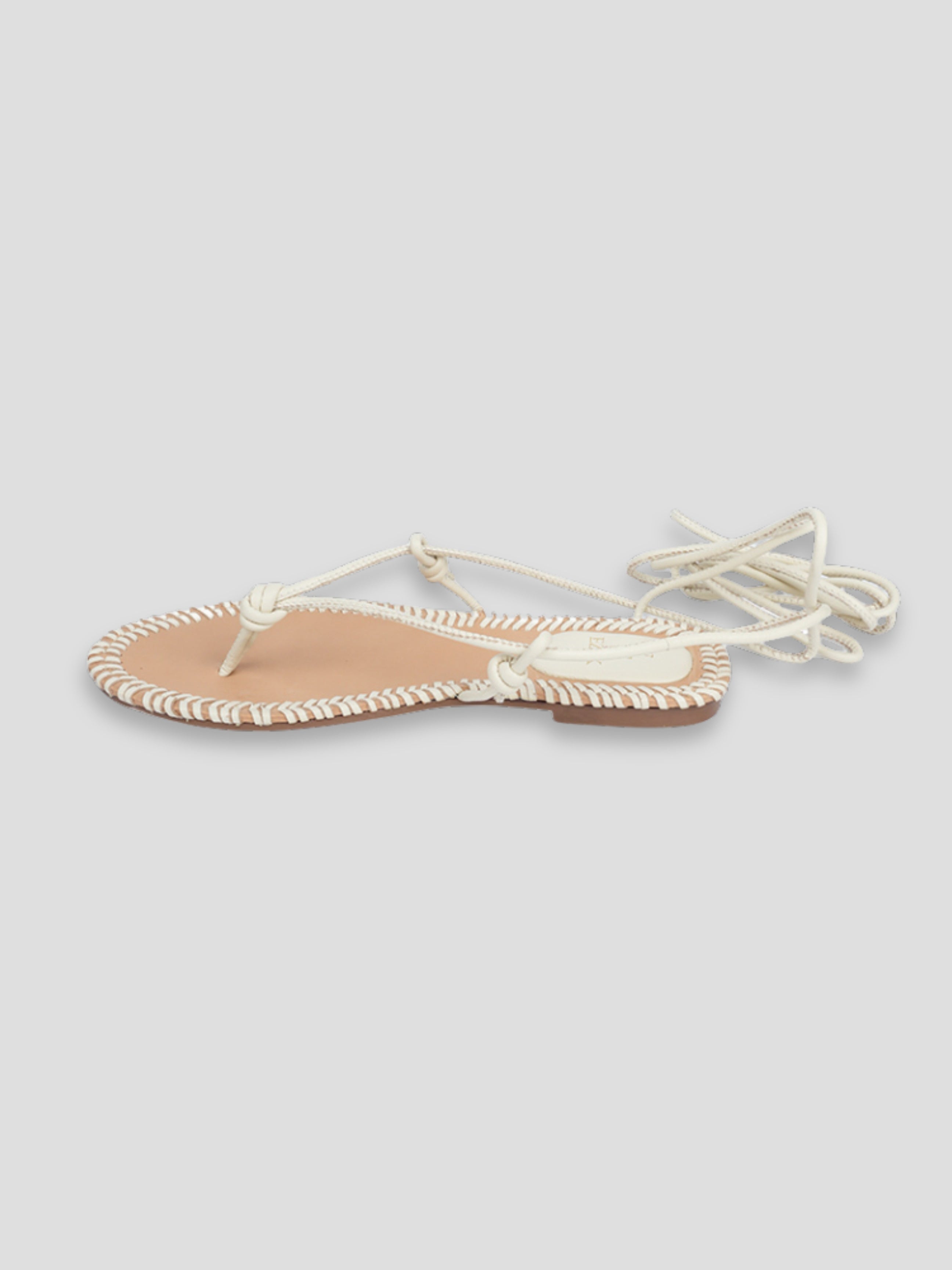 Ezok Cream Leather Slip on Sandals