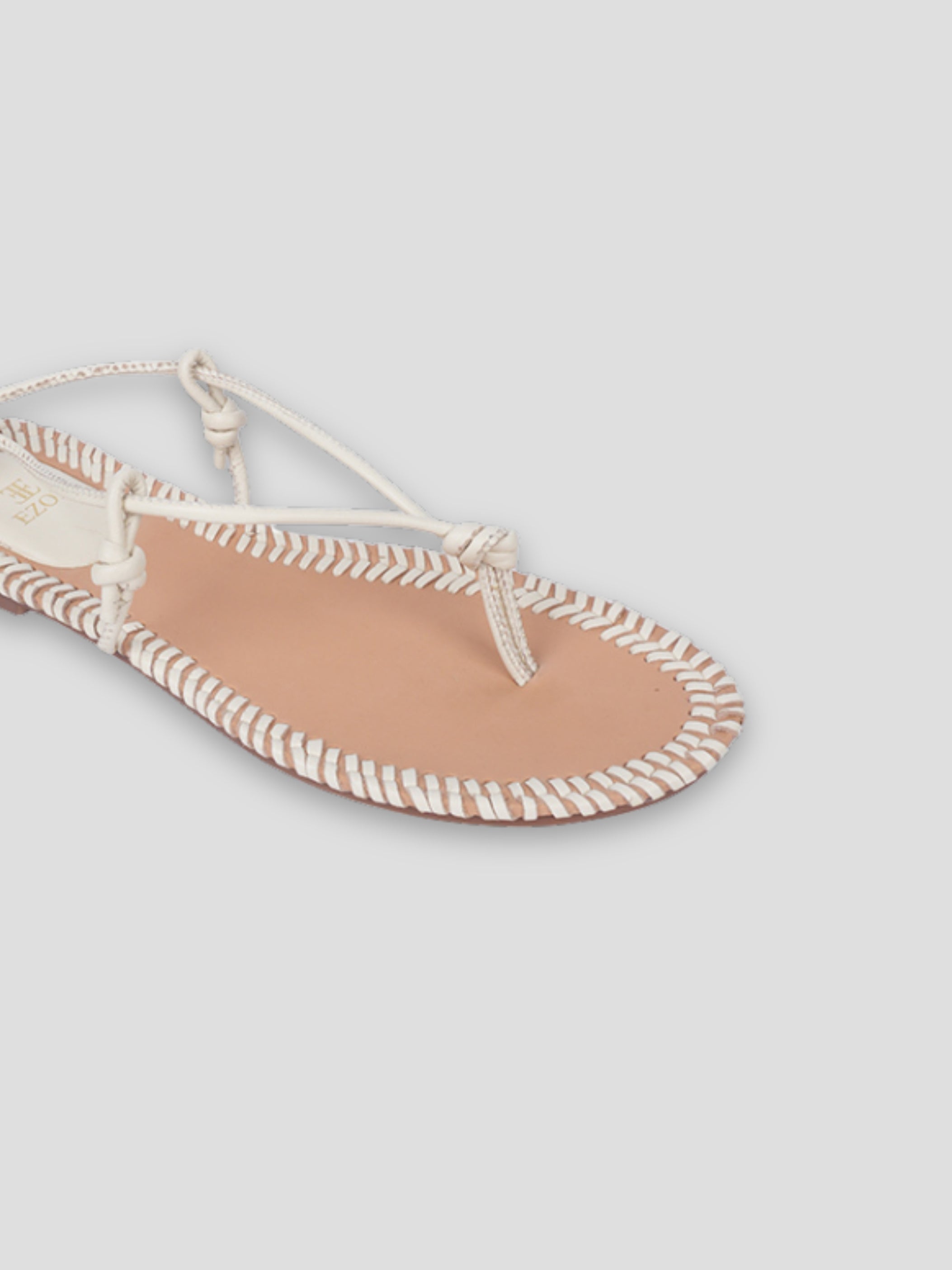 Ezok Cream Leather Slip on Sandals
