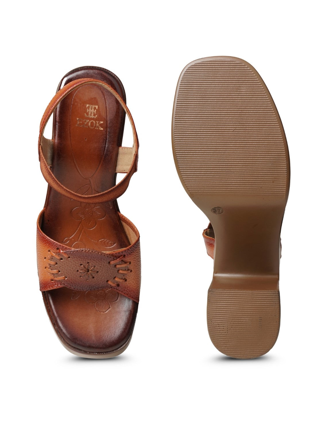 Ezok Women's Casual Genuine Leather Sandals | Stylish Open-Toe Design with Cushioned Insole | Comfortable & Trendy for Everyday Wear