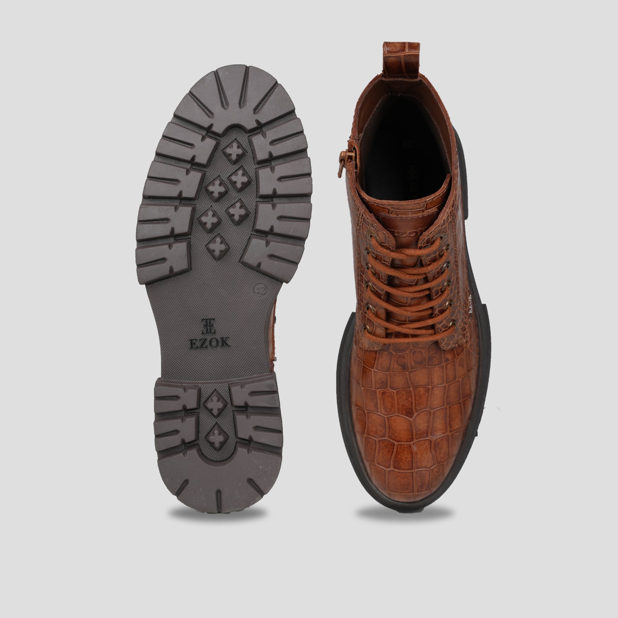 Ezok Leather Ankle Lace Up Boots For Men