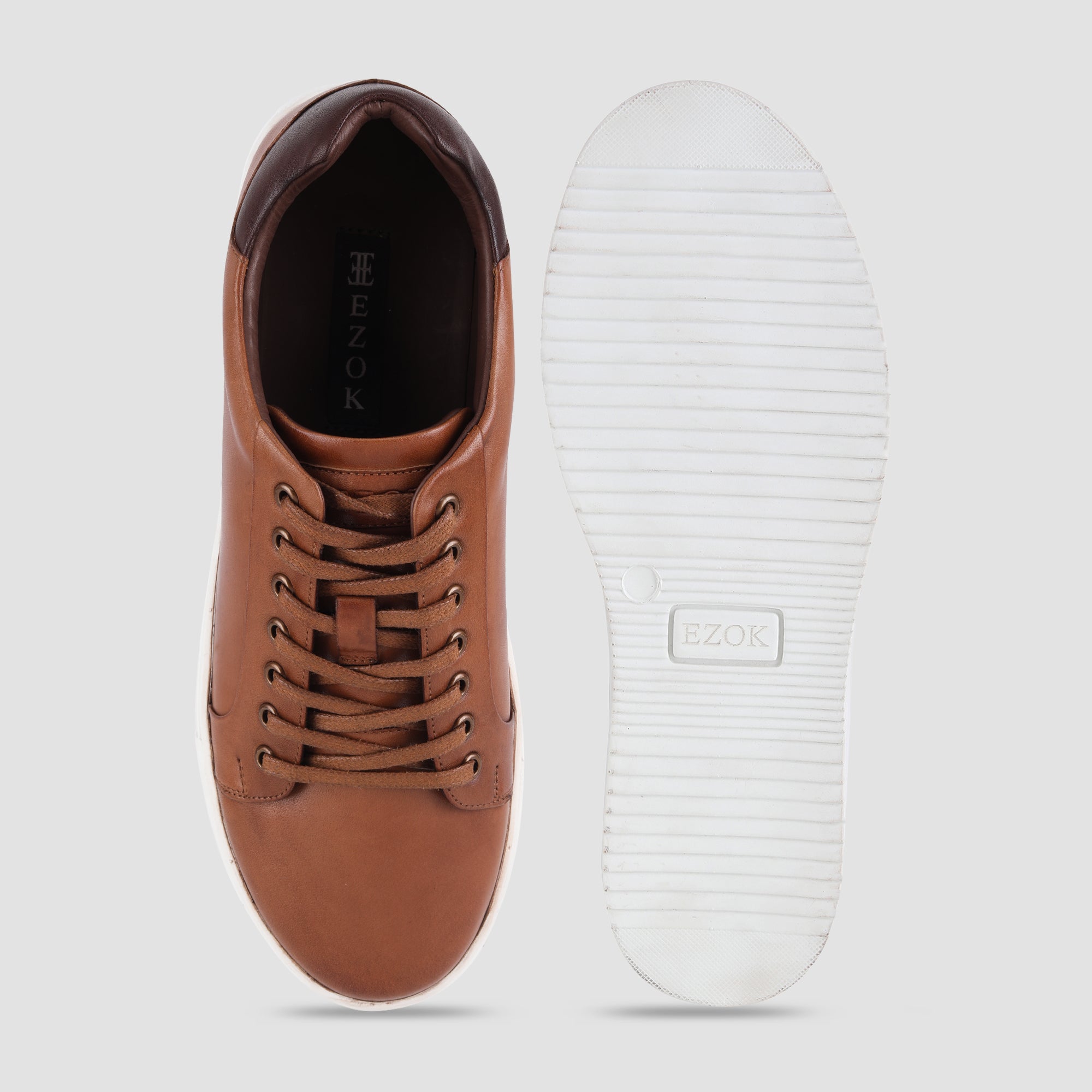 Ezok Tan Leather Sneaker For Men