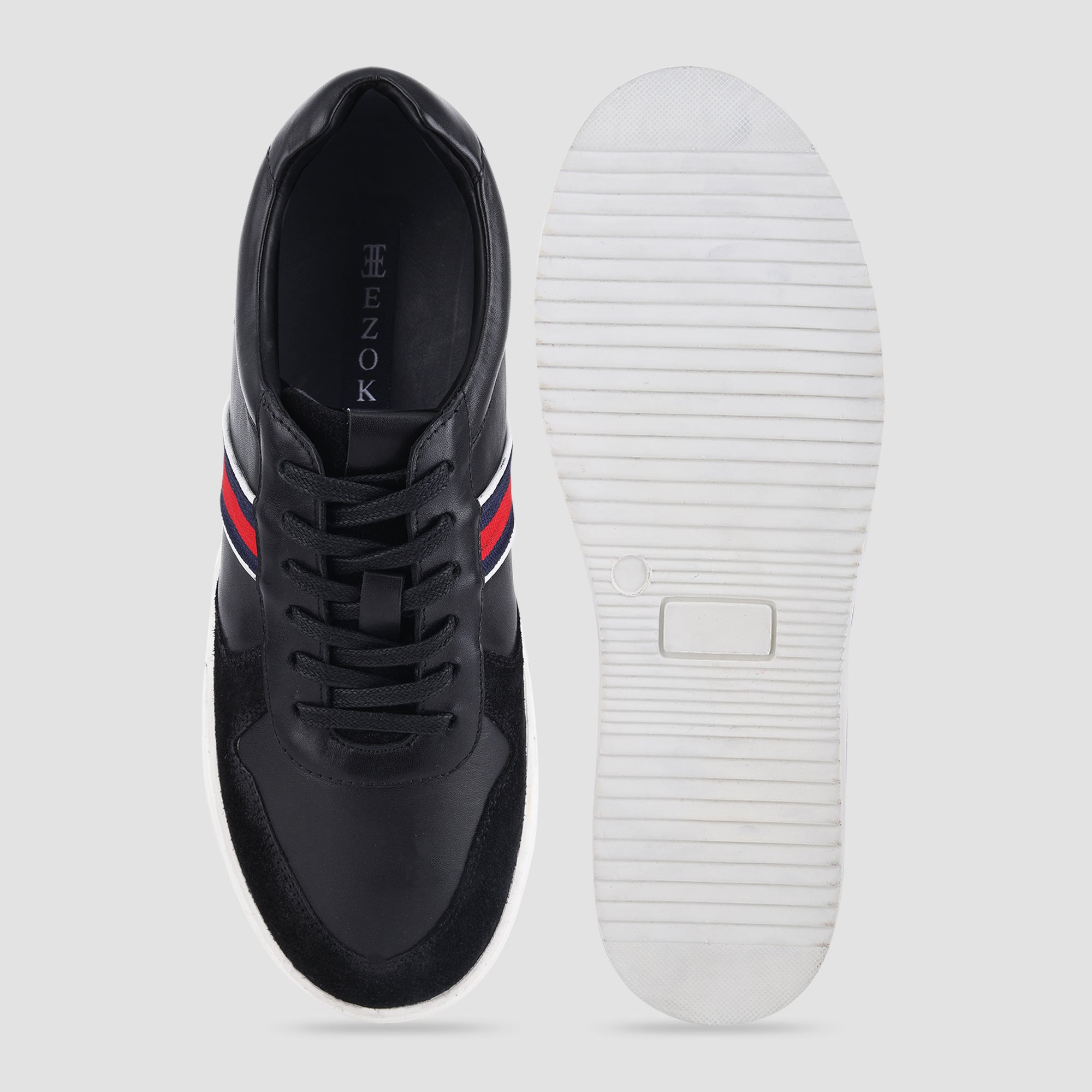 Ezok Black Leather Sneaker For Men