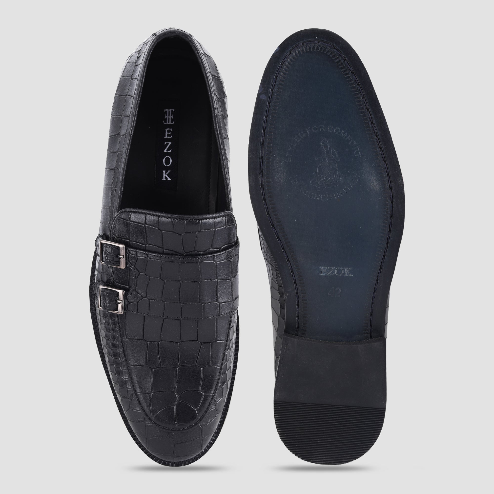 Ezok Black Leather Loafer For Men