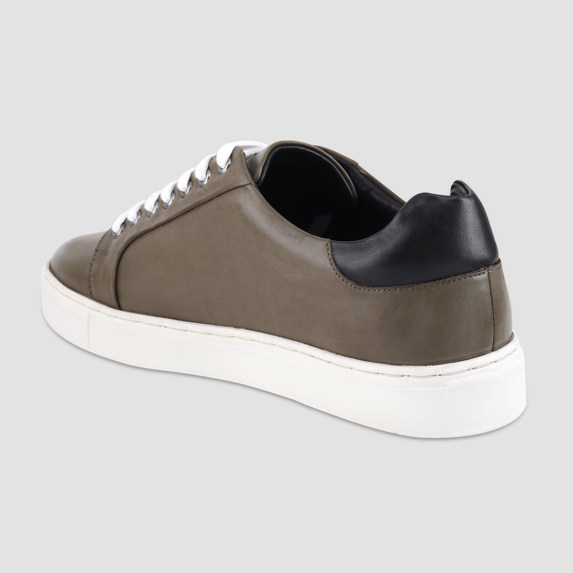 Ezok Olive Leather Sneaker For Men