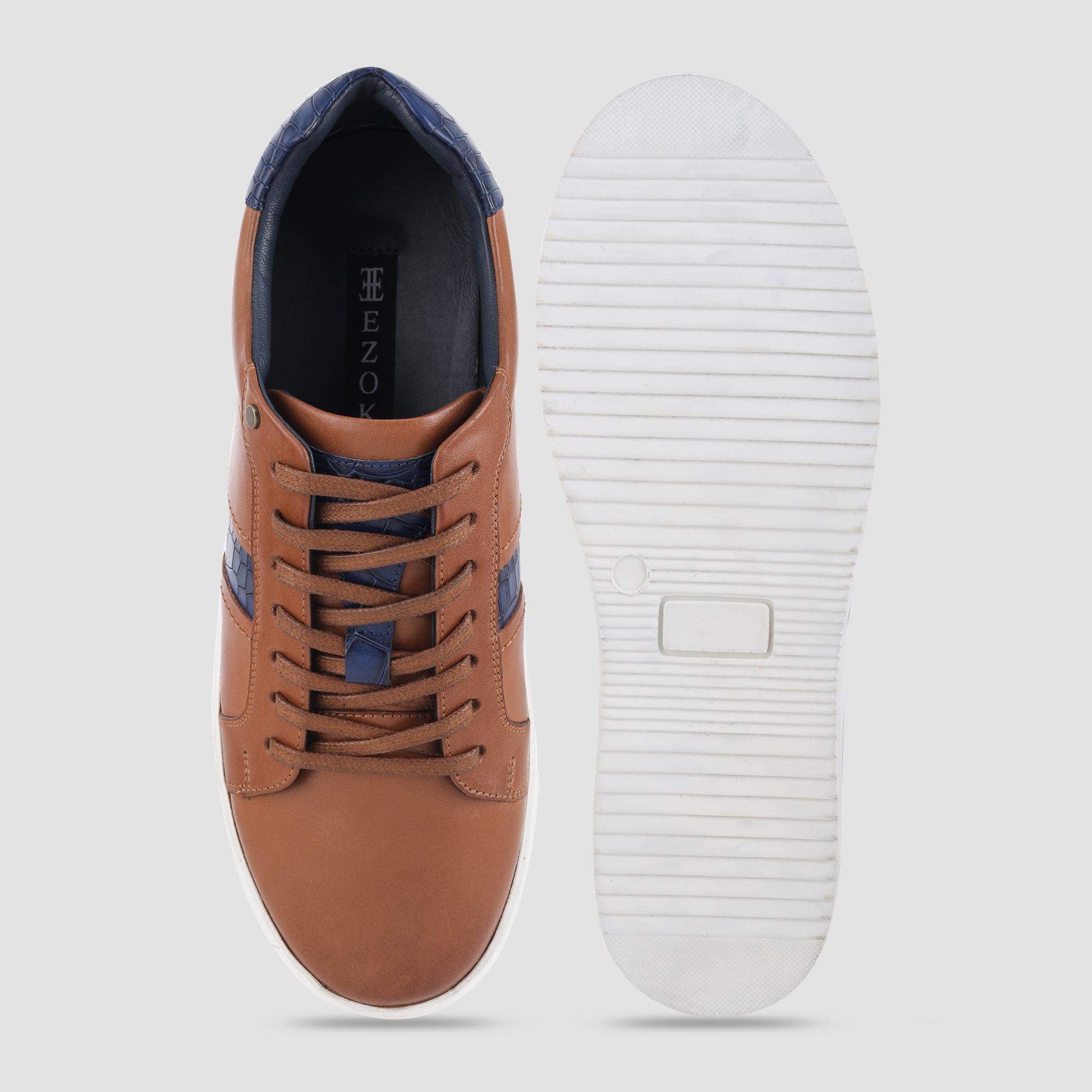 Ezok Tan Leather Sneaker For Men