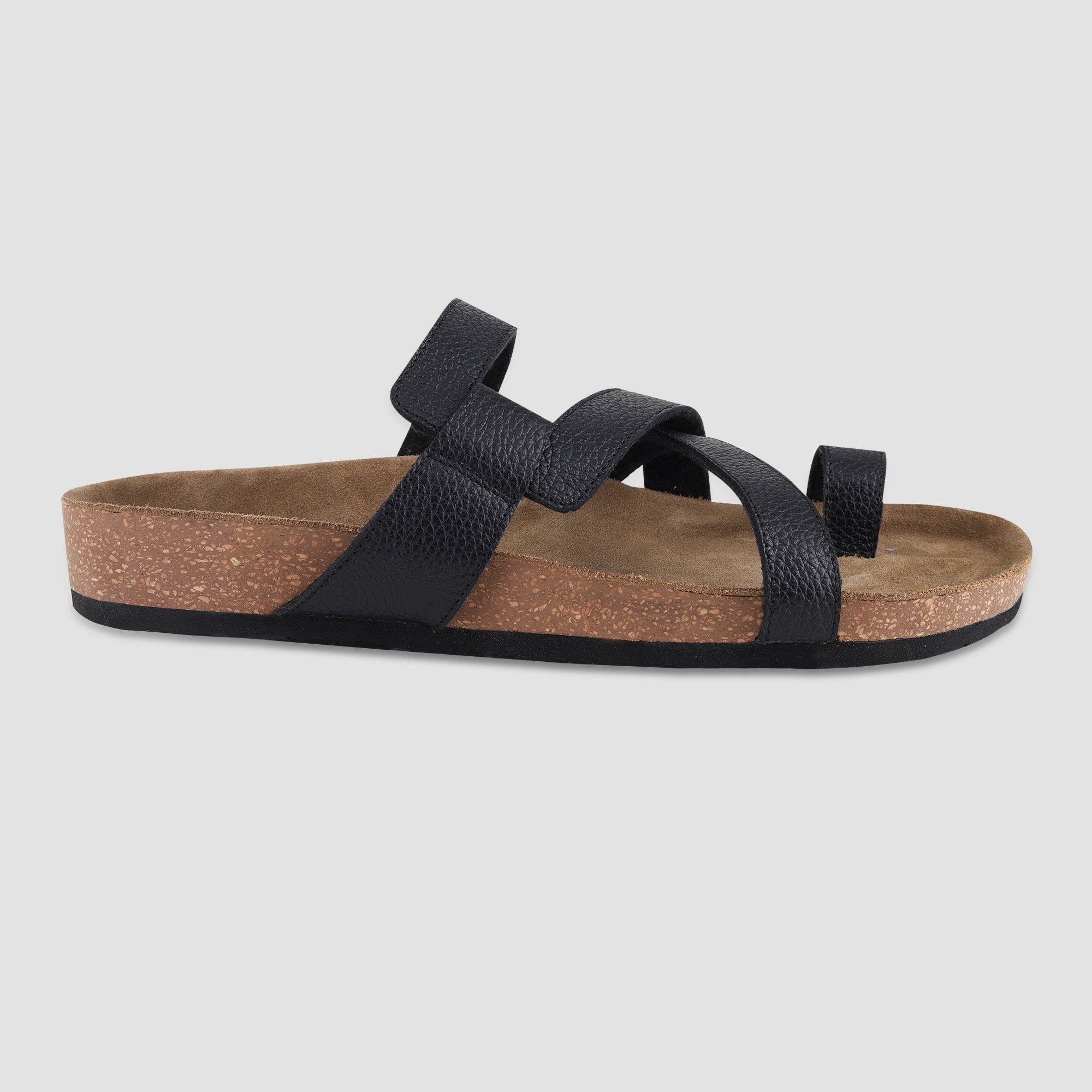 Ezok Black Leather Sandal For Men