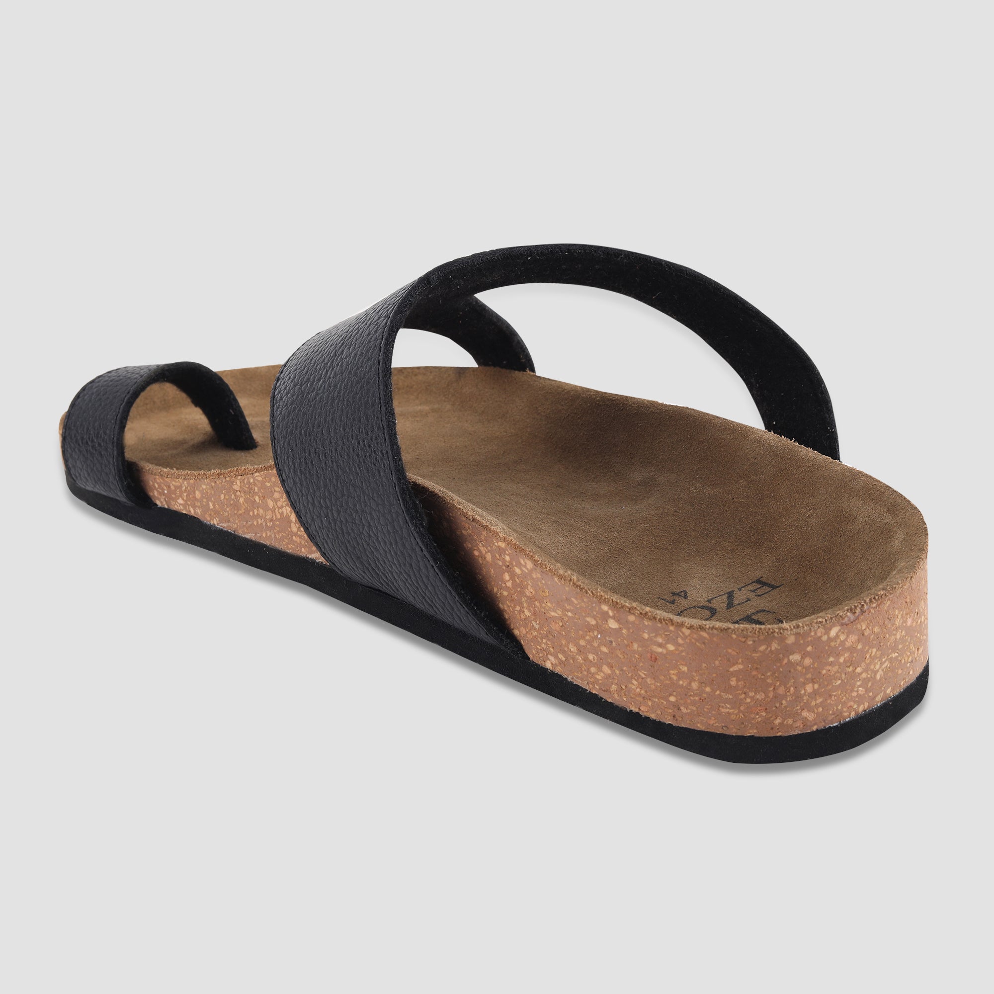 Ezok Black Leather Sandal For Men