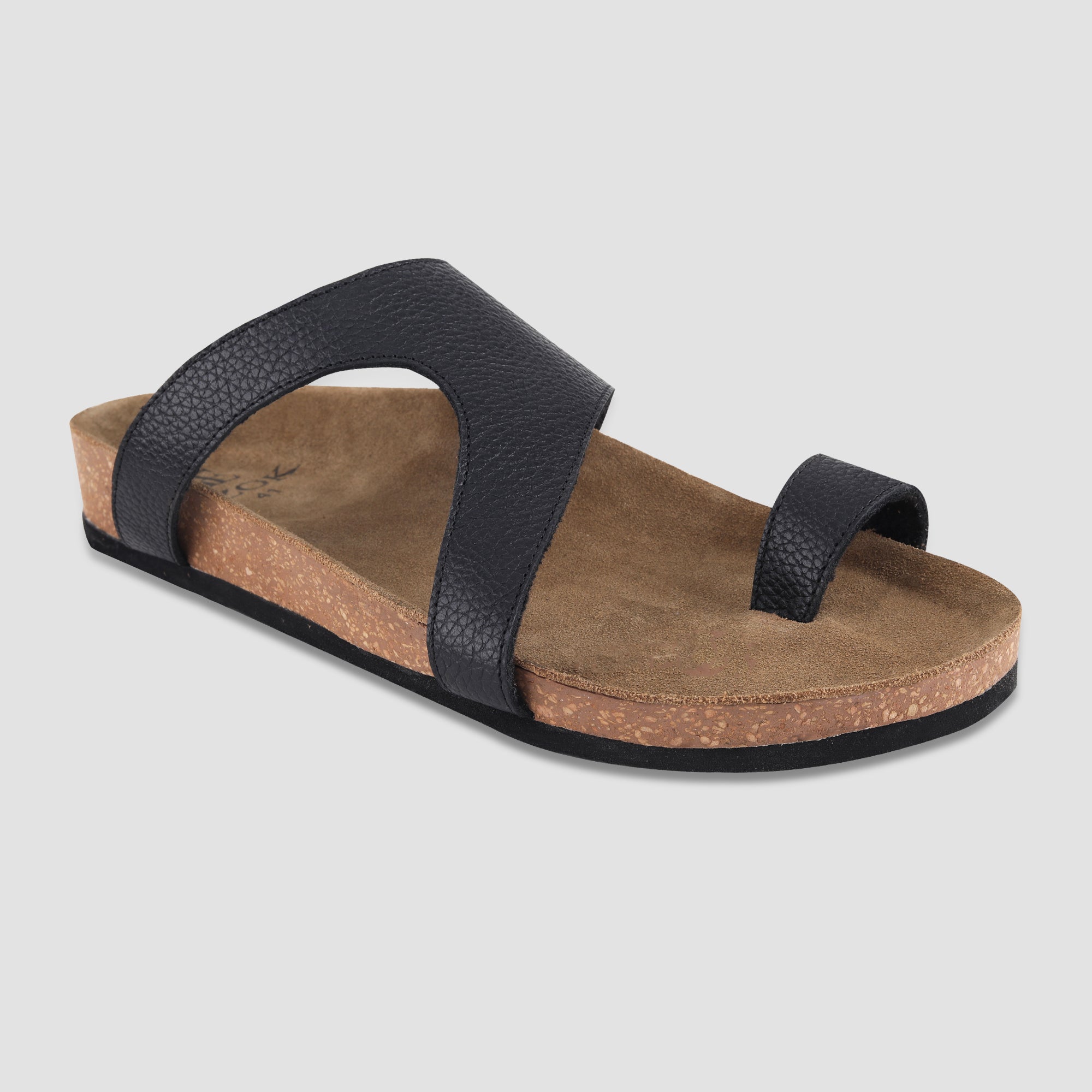 Ezok Black Leather Sandal For Men