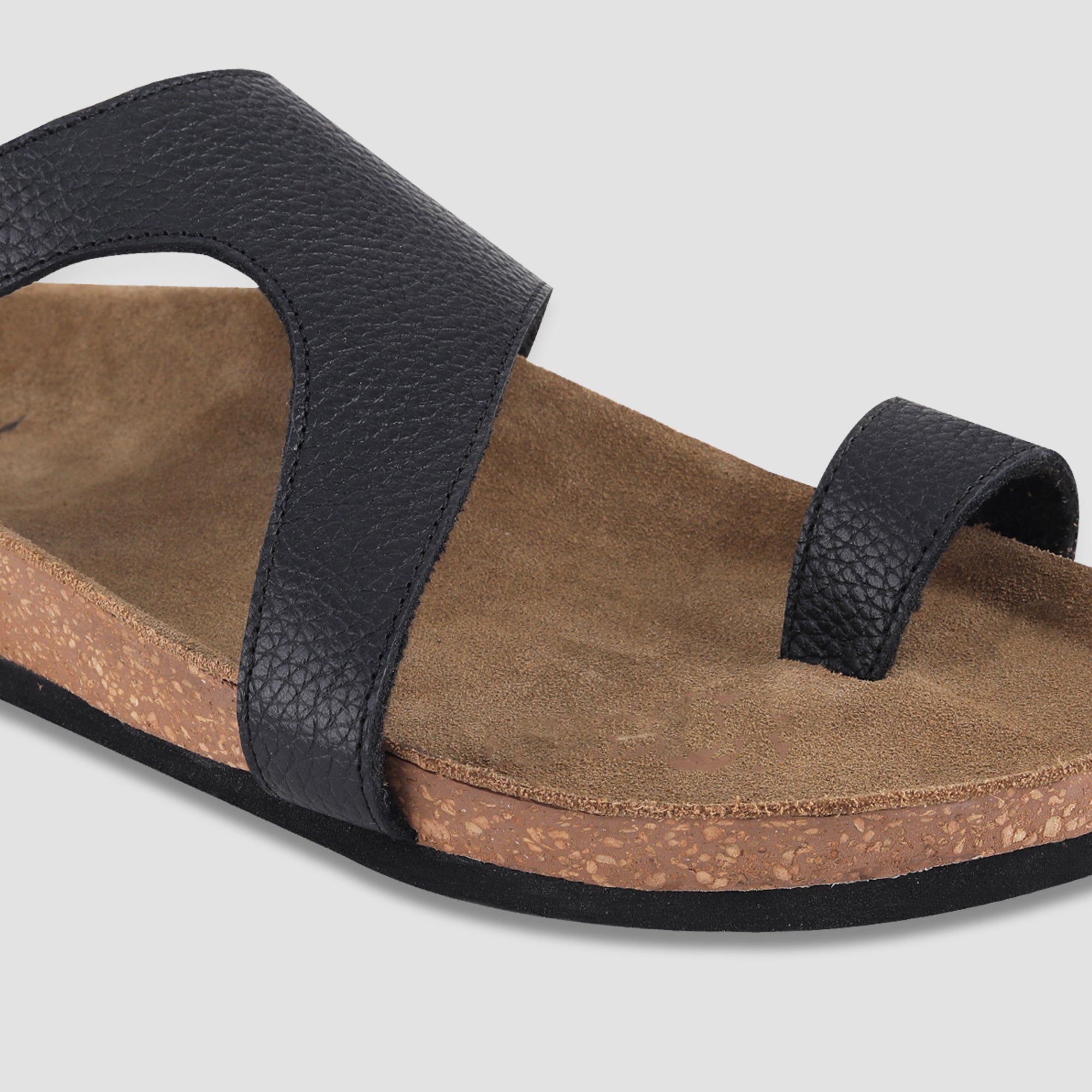 Ezok Black Leather Sandal For Men