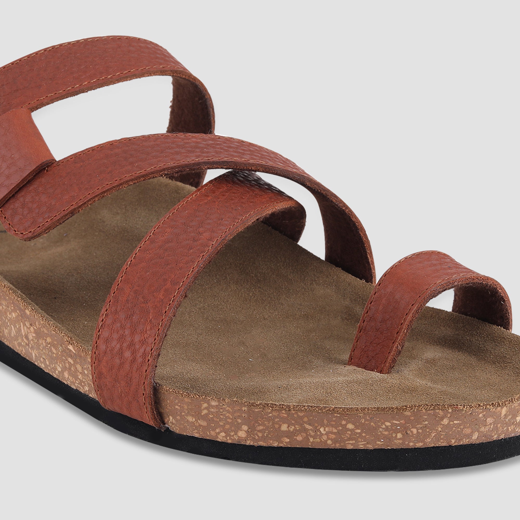 Ezok Tan Leather Sandal For Men