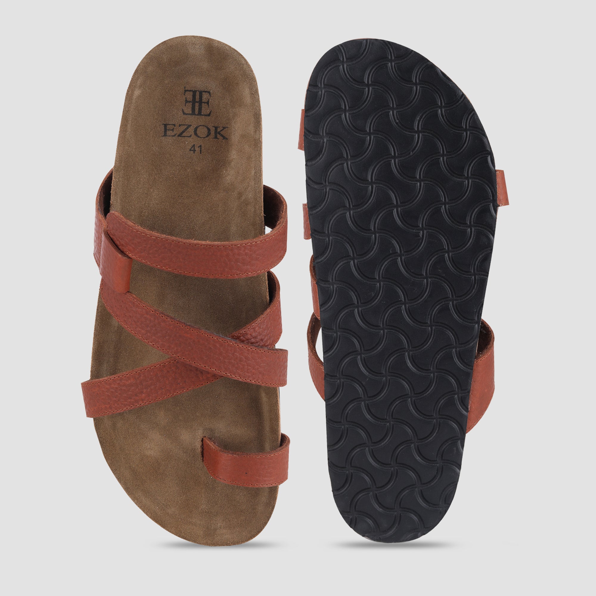 Ezok Tan Leather Sandal For Men