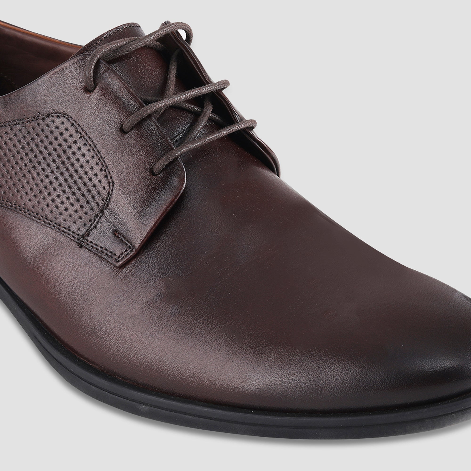 Ezok Brown Leather Formal Shoes For Men