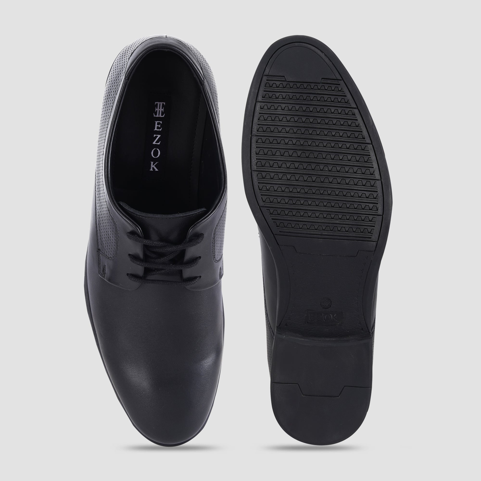 Ezok Black Leather Formal Shoes For Men