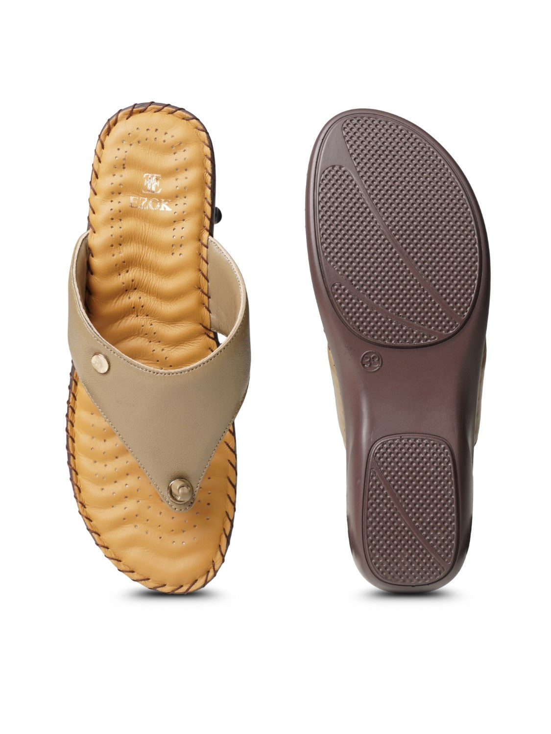 Ezok Women's Casual Genuine Leather Sandals | Stylish Open-Toe Design with Cushioned Insole | Comfortable & Trendy for Everyday Wear