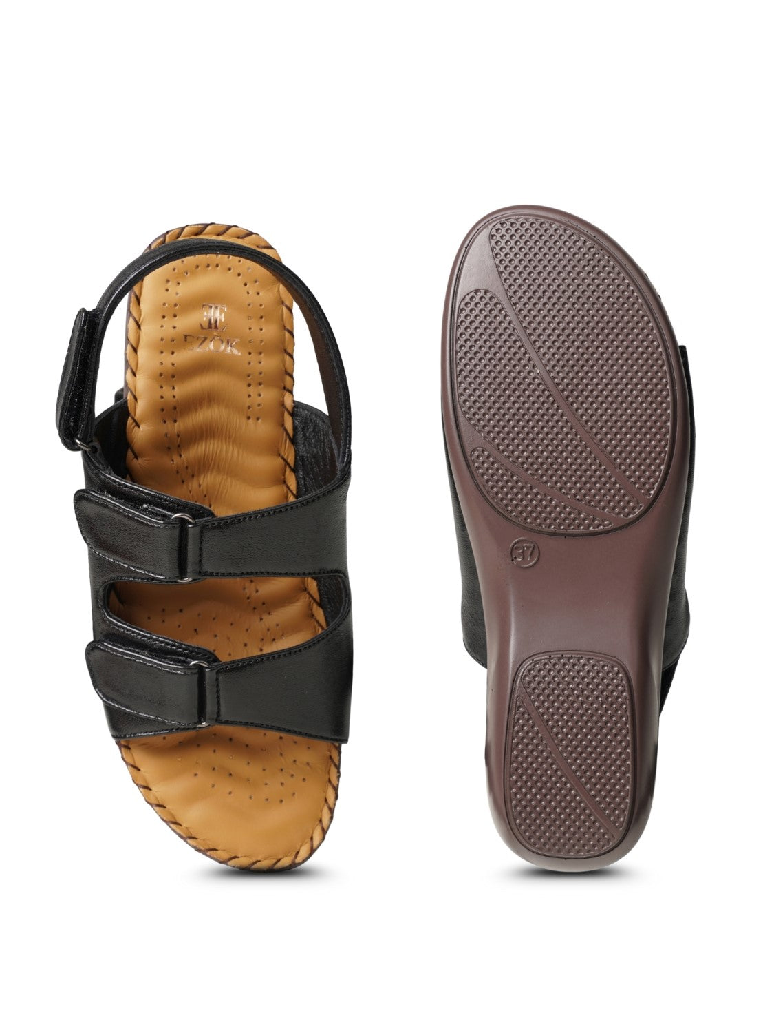 Ezok Women's Casual Genuine Leather Sandals | Stylish Open-Toe Design with Cushioned Insole | Comfortable & Trendy for Everyday Wear