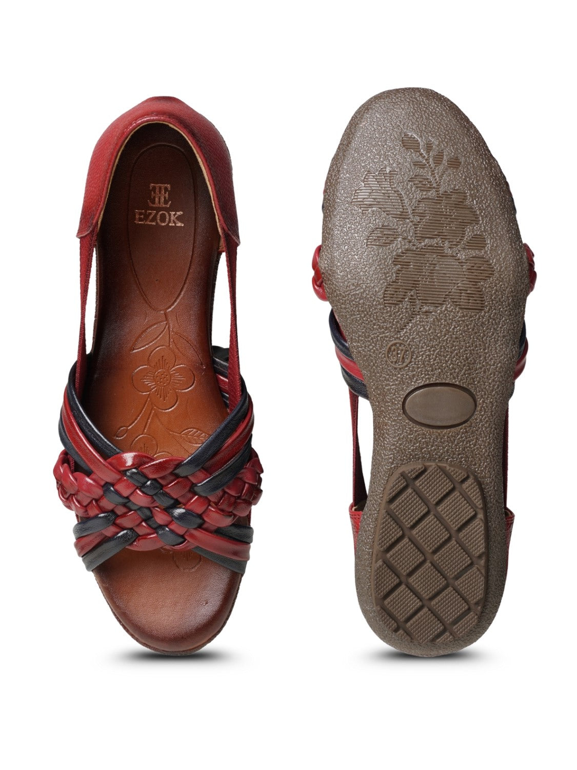 Ezok Women's Casual Genuine Leather Sandals | Stylish Open-Toe Design with Cushioned Insole | Comfortable & Trendy for Everyday Wear