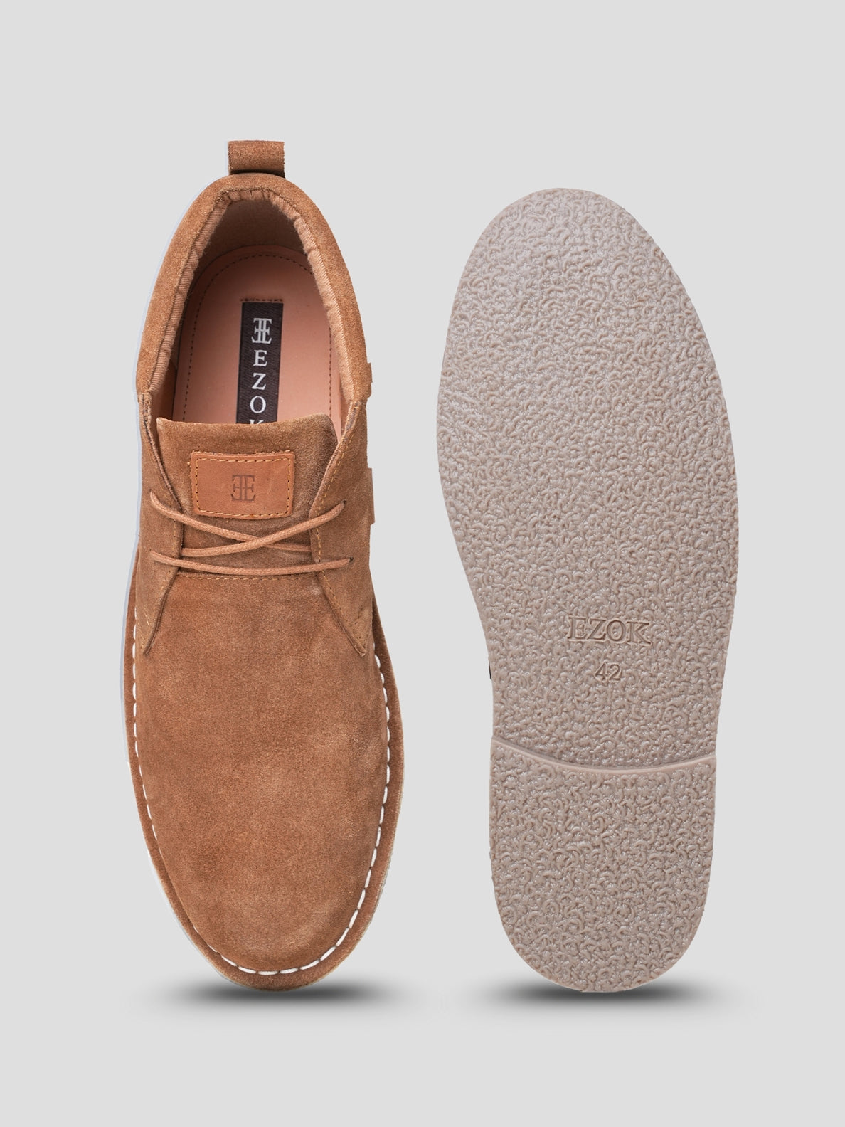 EZOK Men’s Leather Lace-Up Boots | Premium Snuff Camel Leather | Durable TPR Sole | Casual & Semi-Casual Wear