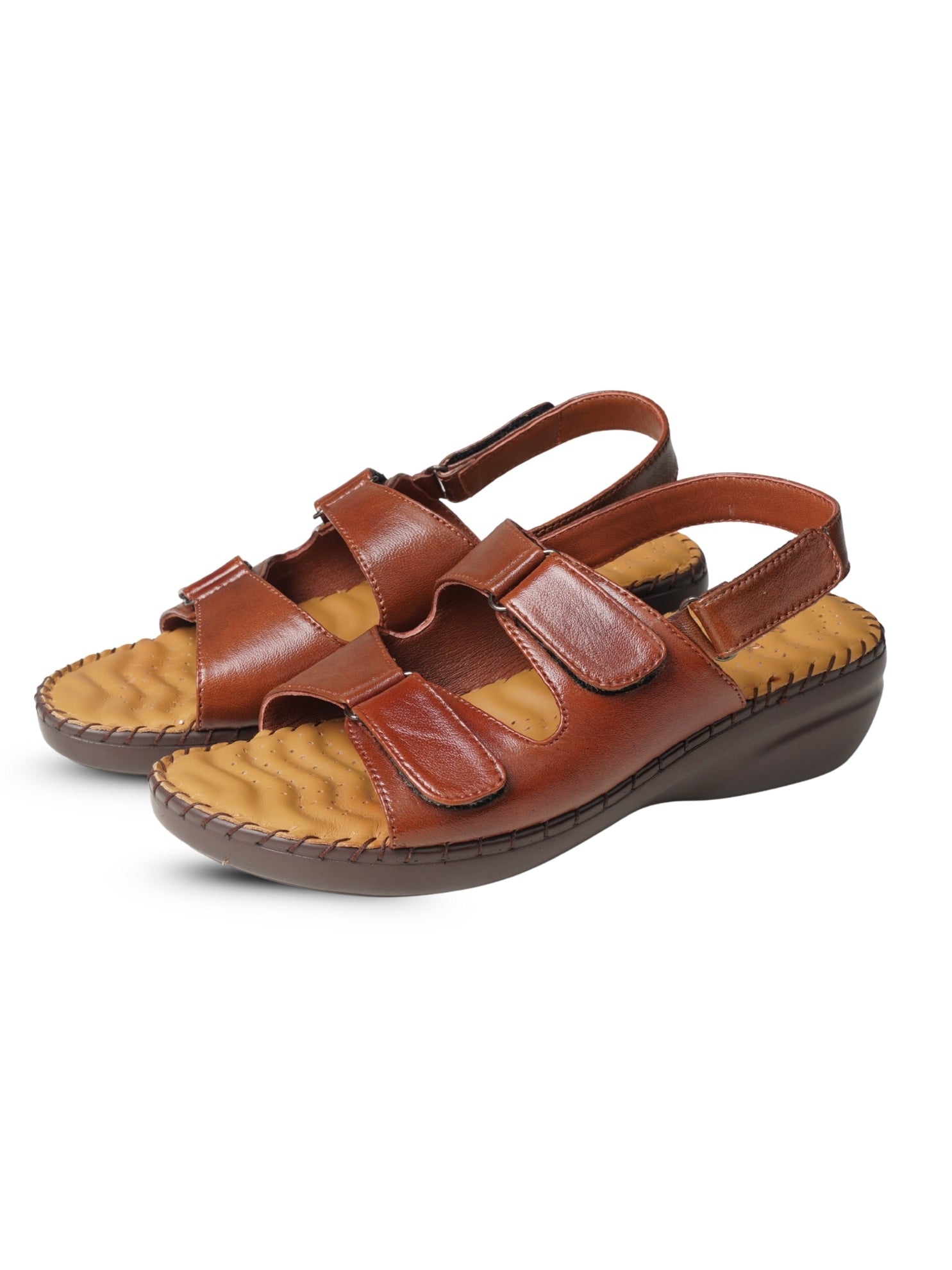 Ezok Women's Casual Genuine Leather Sandals | Stylish Open-Toe Flats Design with Cushioned Insole | Durable, Comfortable & Trendy for Everyday Wear