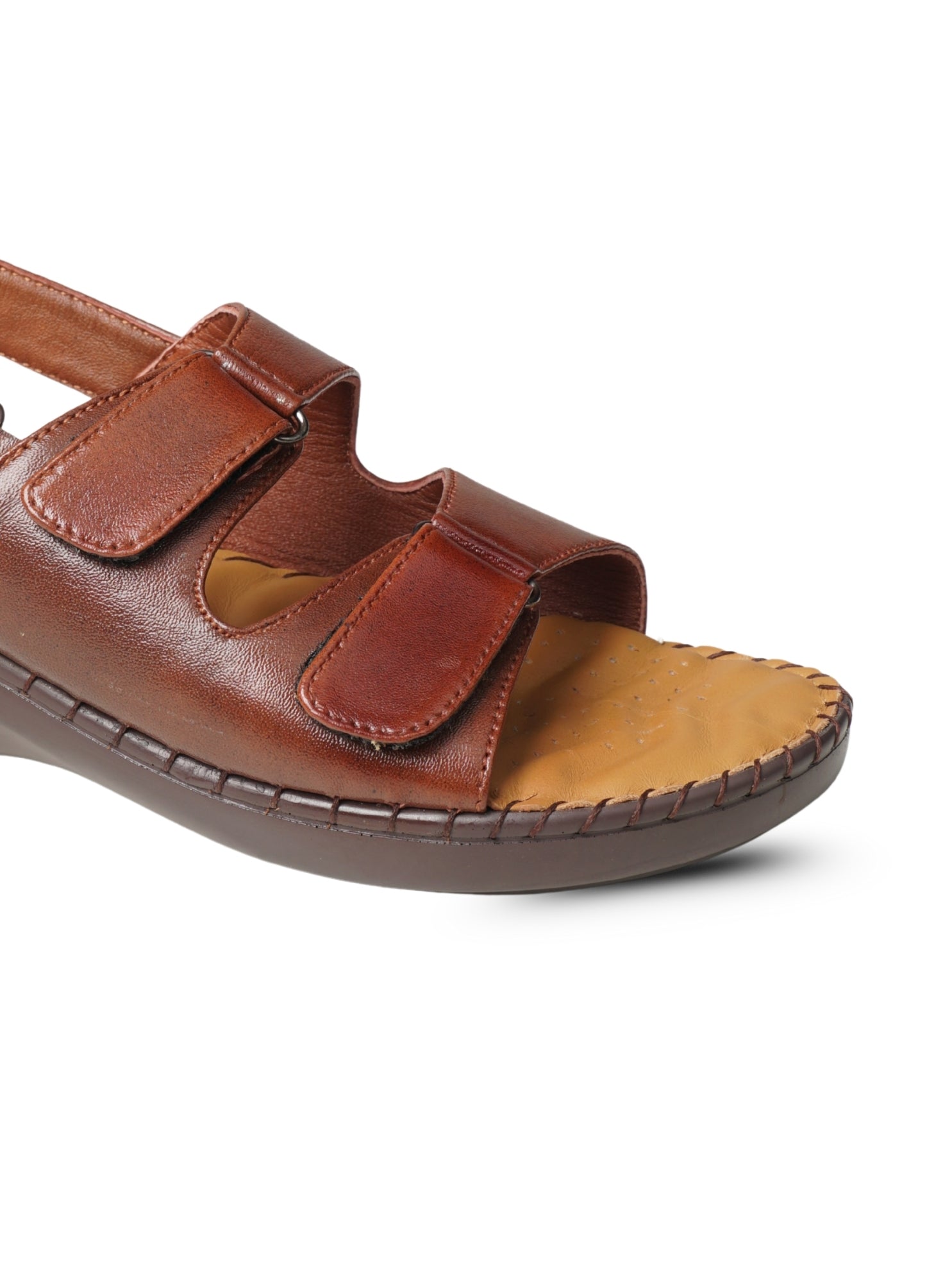 Ezok Women's Casual Genuine Leather Sandals | Stylish Open-Toe Flats Design with Cushioned Insole | Durable, Comfortable & Trendy for Everyday Wear