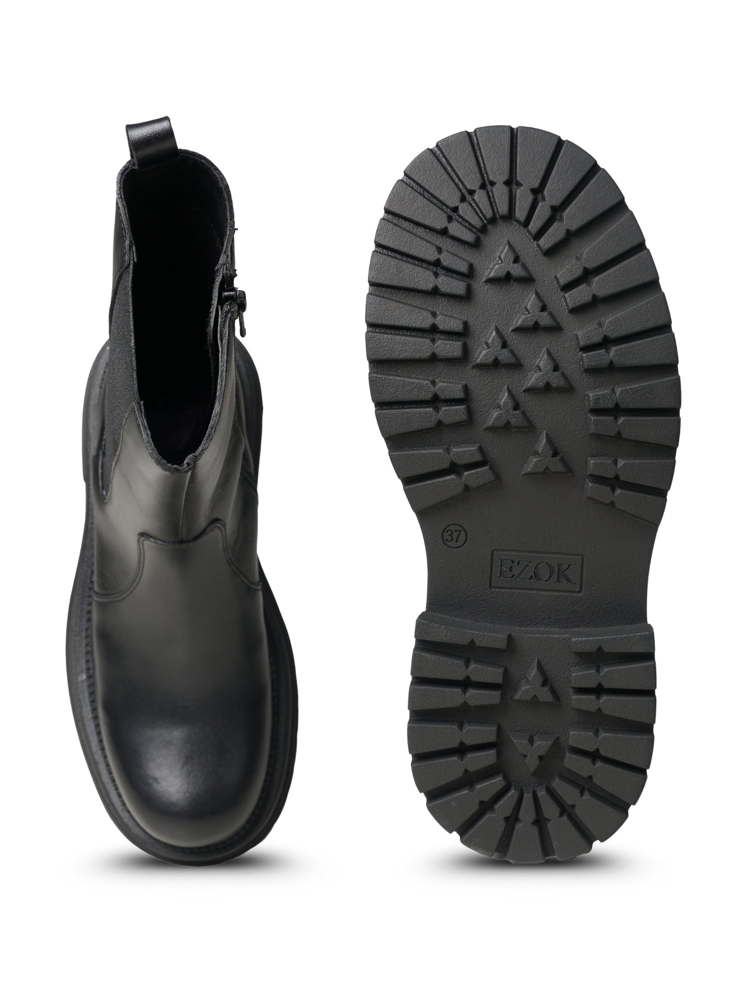 EZOK Women's Leather Chelsea Boots | Stylish Lace-Up Design with Cushioned Insole | Durable, Comfortable & Trendy for Casual Wear