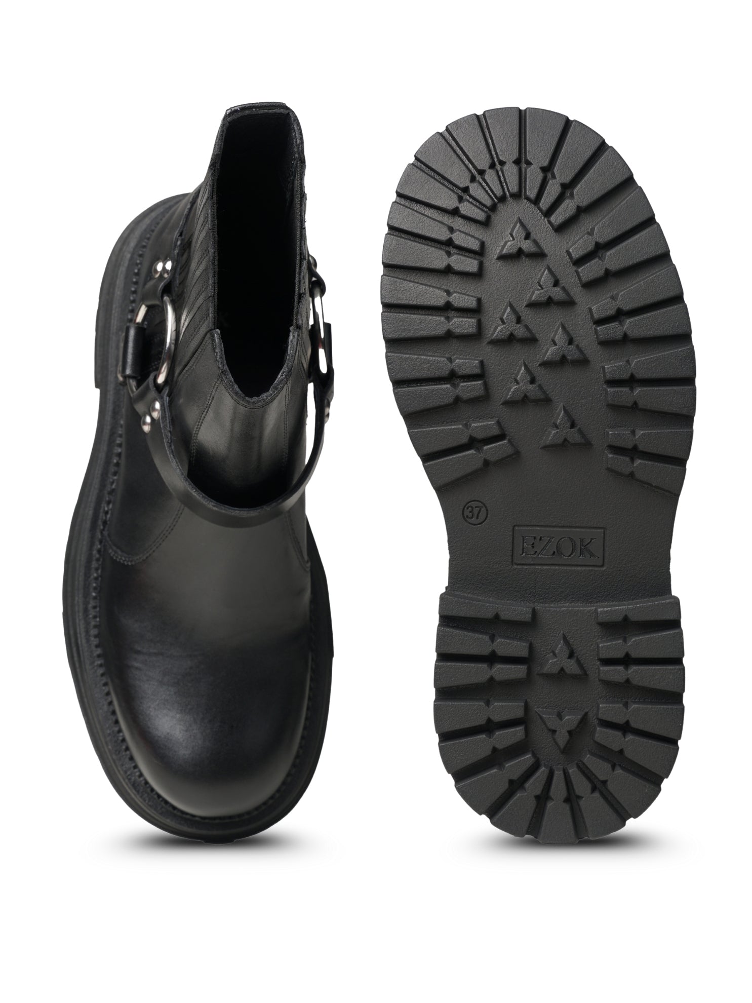 EZOK Women's Leather Chelsea Boots | Stylish Lace-Up Design with Cushioned Insole | Durable, Comfortable & Trendy for Casual Wear