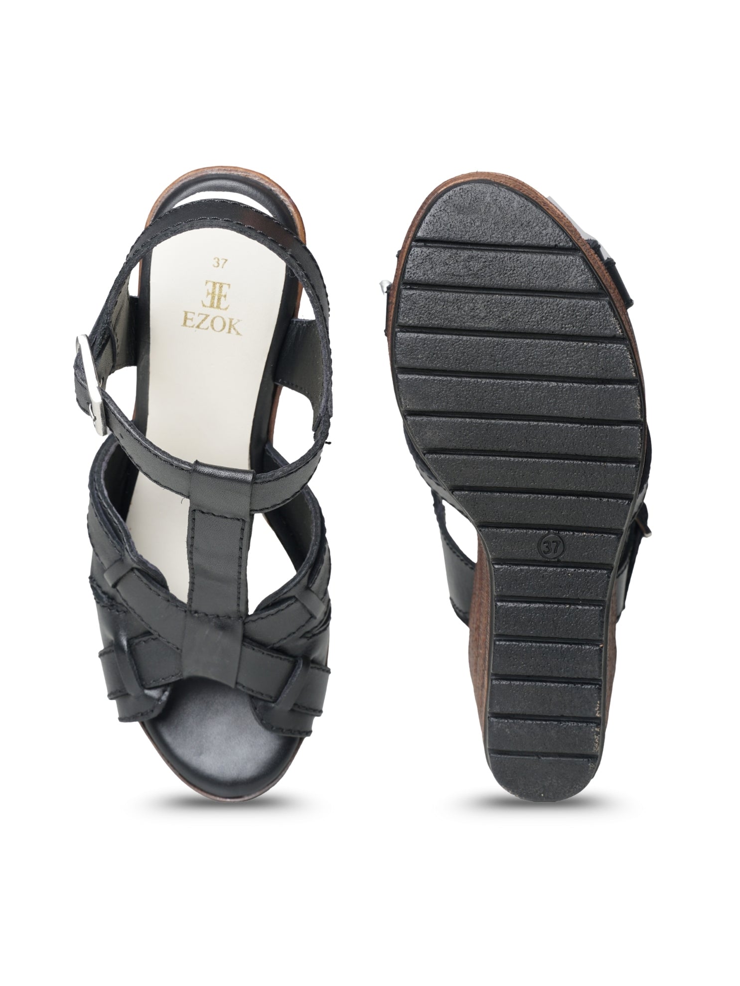 Ezok Women's Casual Genuine Leather Sandals | Stylish Open-Toe Flats Design with Cushioned Insole | Durable, Comfortable & Trendy for Everyday Wear