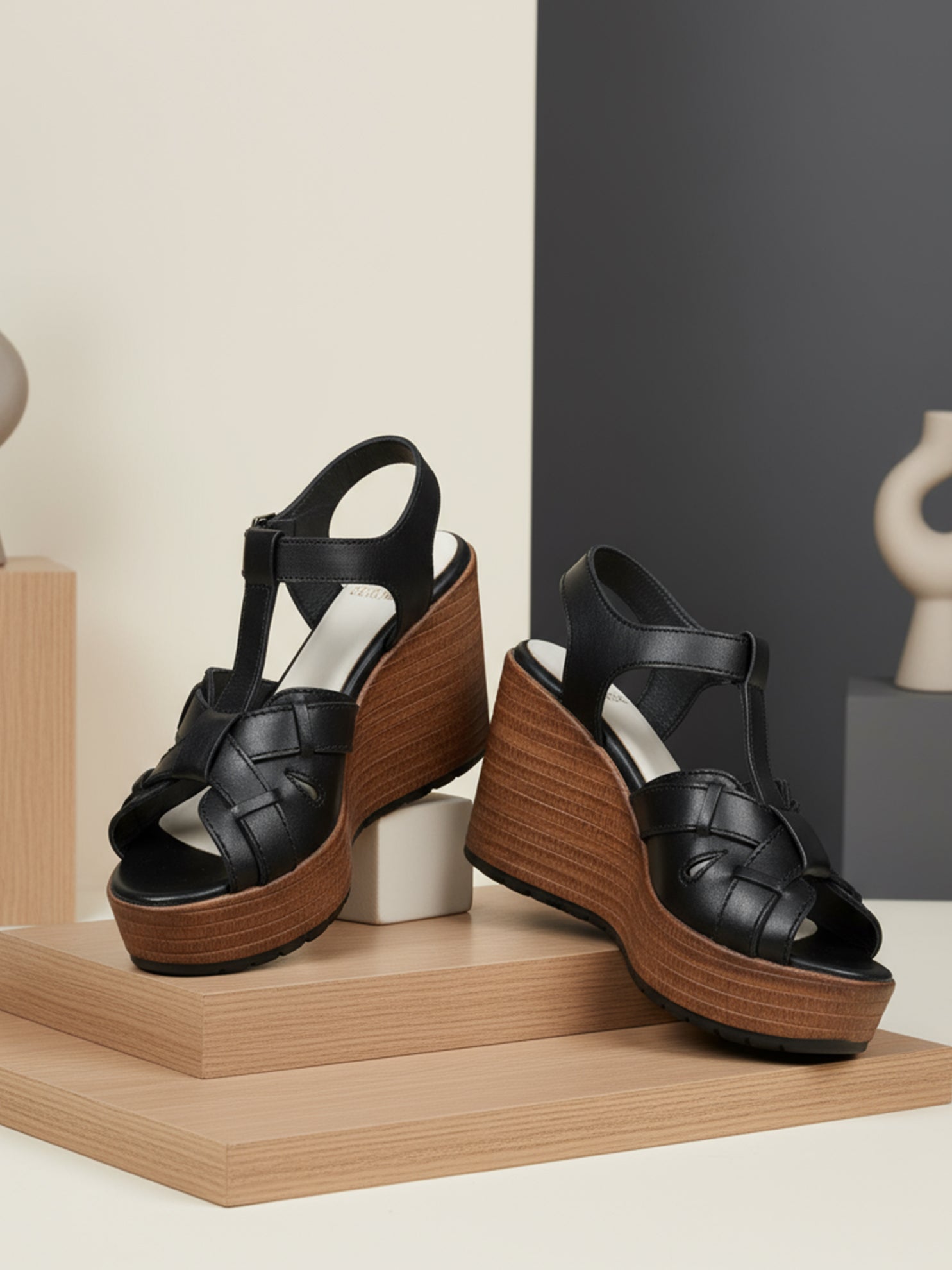 Ezok Women's Casual Genuine Leather Sandals | Stylish Open-Toe Flats Design with Cushioned Insole | Durable, Comfortable & Trendy for Everyday Wear