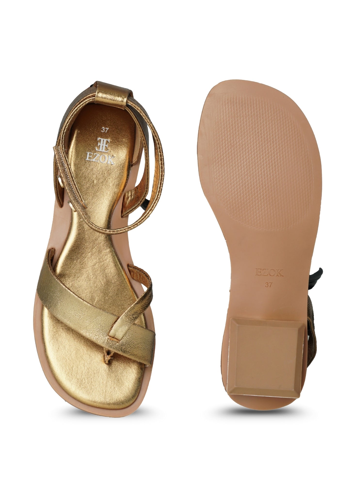 Ezok Women's Casual Genuine Leather Sandals | Stylish Open-Toe Flats Design with Cushioned Insole | Durable, Comfortable & Trendy for Everyday Wear