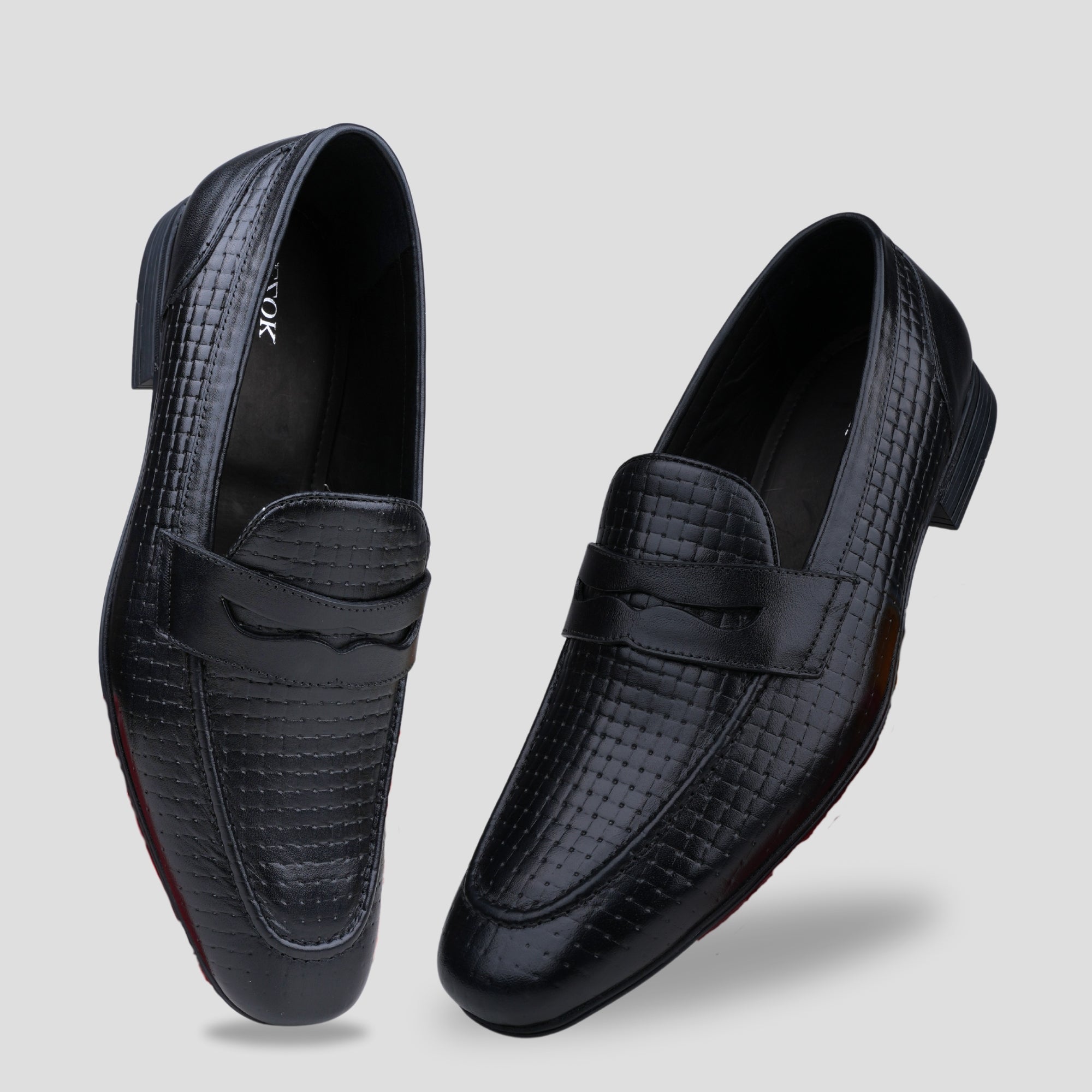 Ezok Leather Black Casual Loafer Shoes For Men