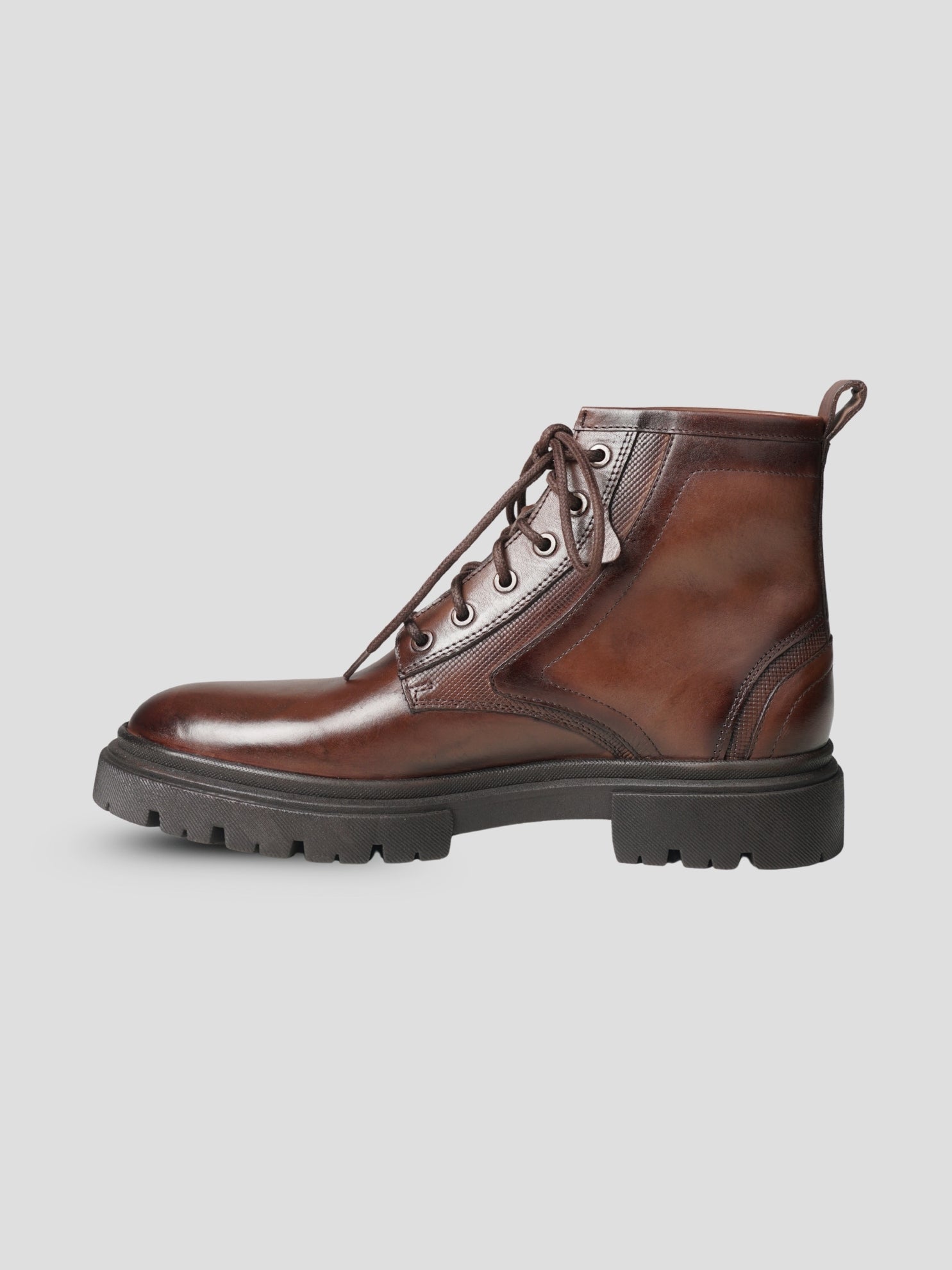 EZOK Men’s Brown Leather Lace-Up Boots | Premium Leather | Durable TPR Sole | Casual & Semi-Casual Wear