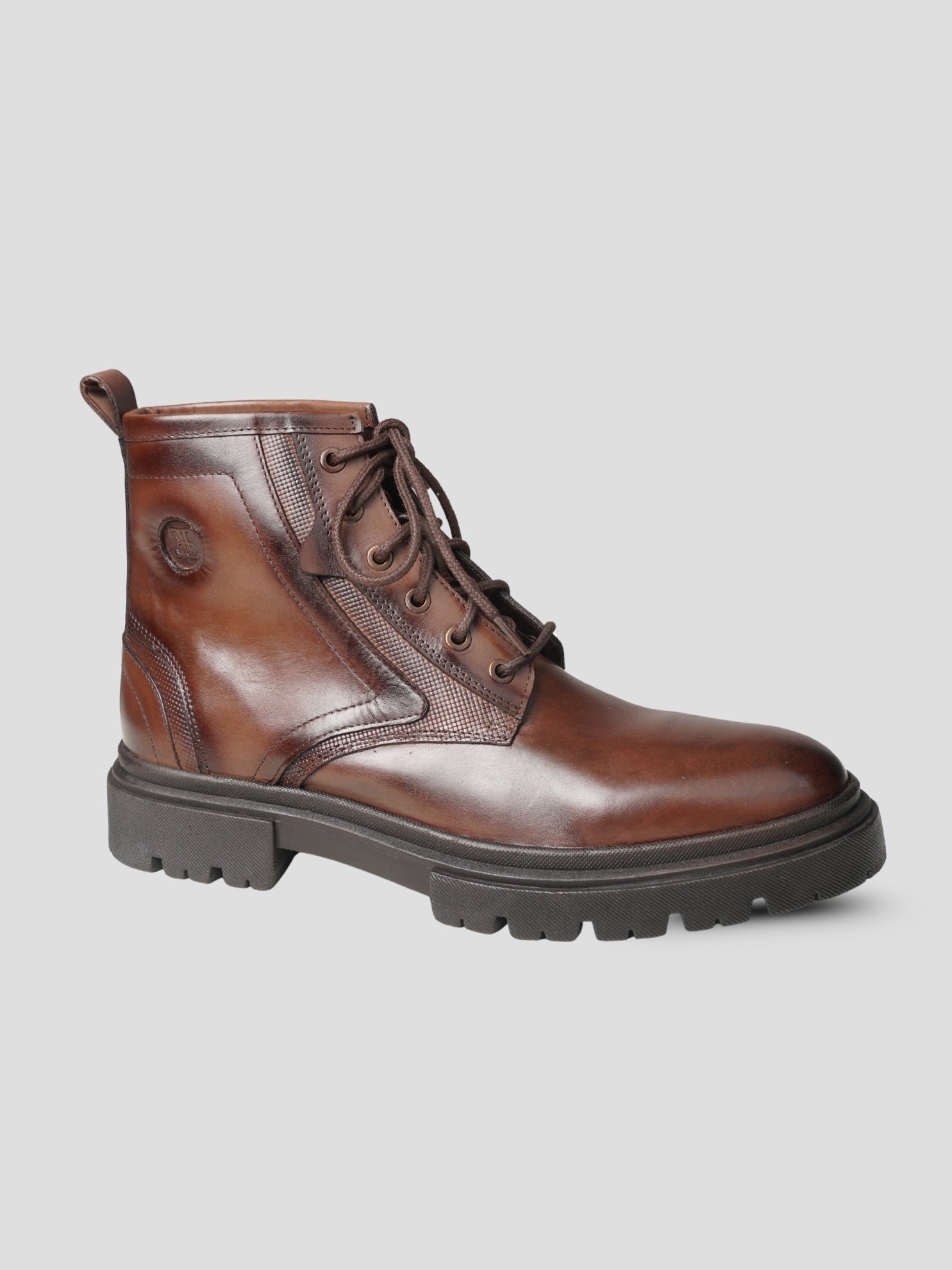 EZOK Men’s Brown Leather Lace-Up Boots | Premium Leather | Durable TPR Sole | Casual & Semi-Casual Wear