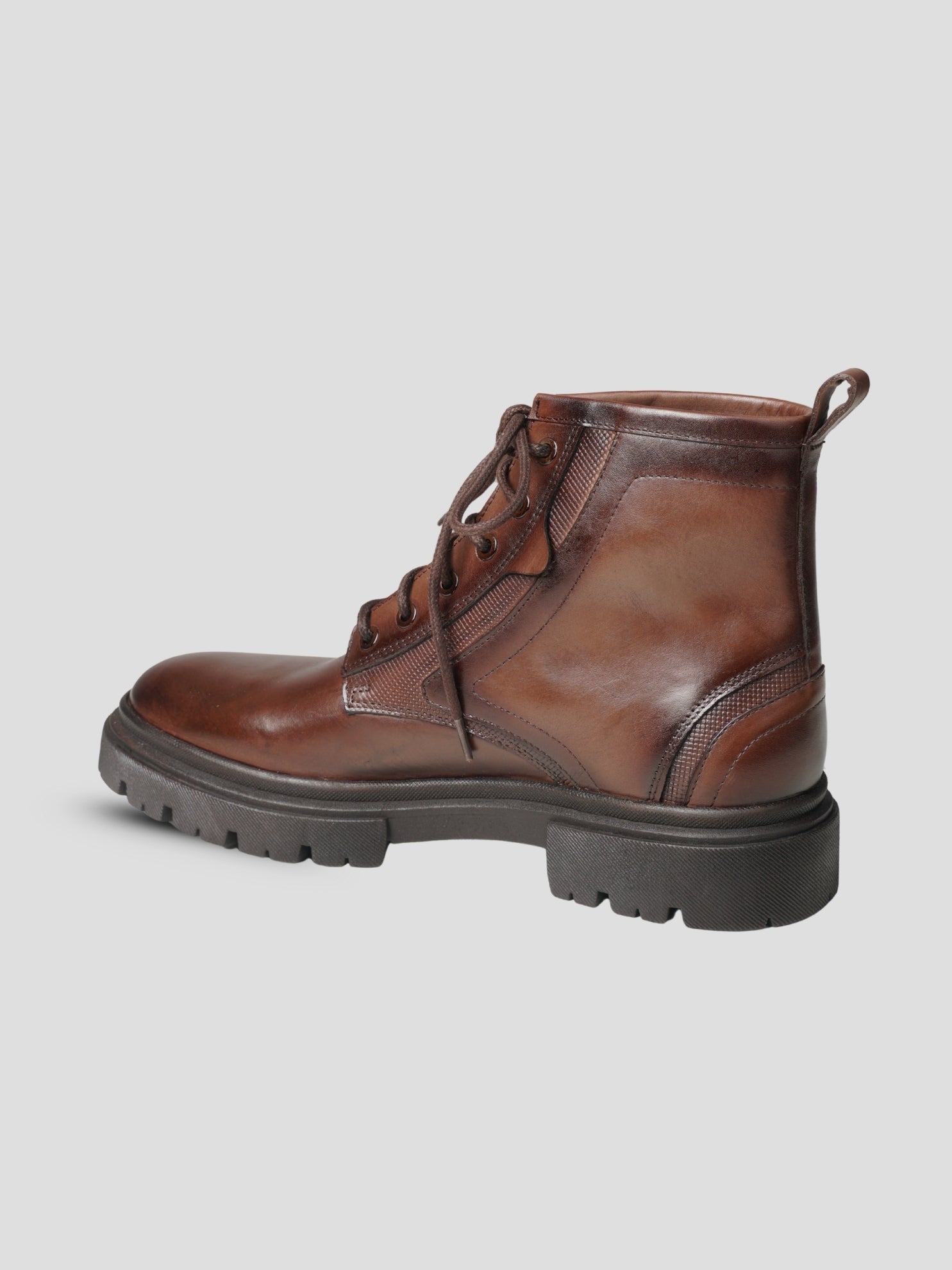 EZOK Men’s Brown Leather Lace-Up Boots | Premium Leather | Durable TPR Sole | Casual & Semi-Casual Wear