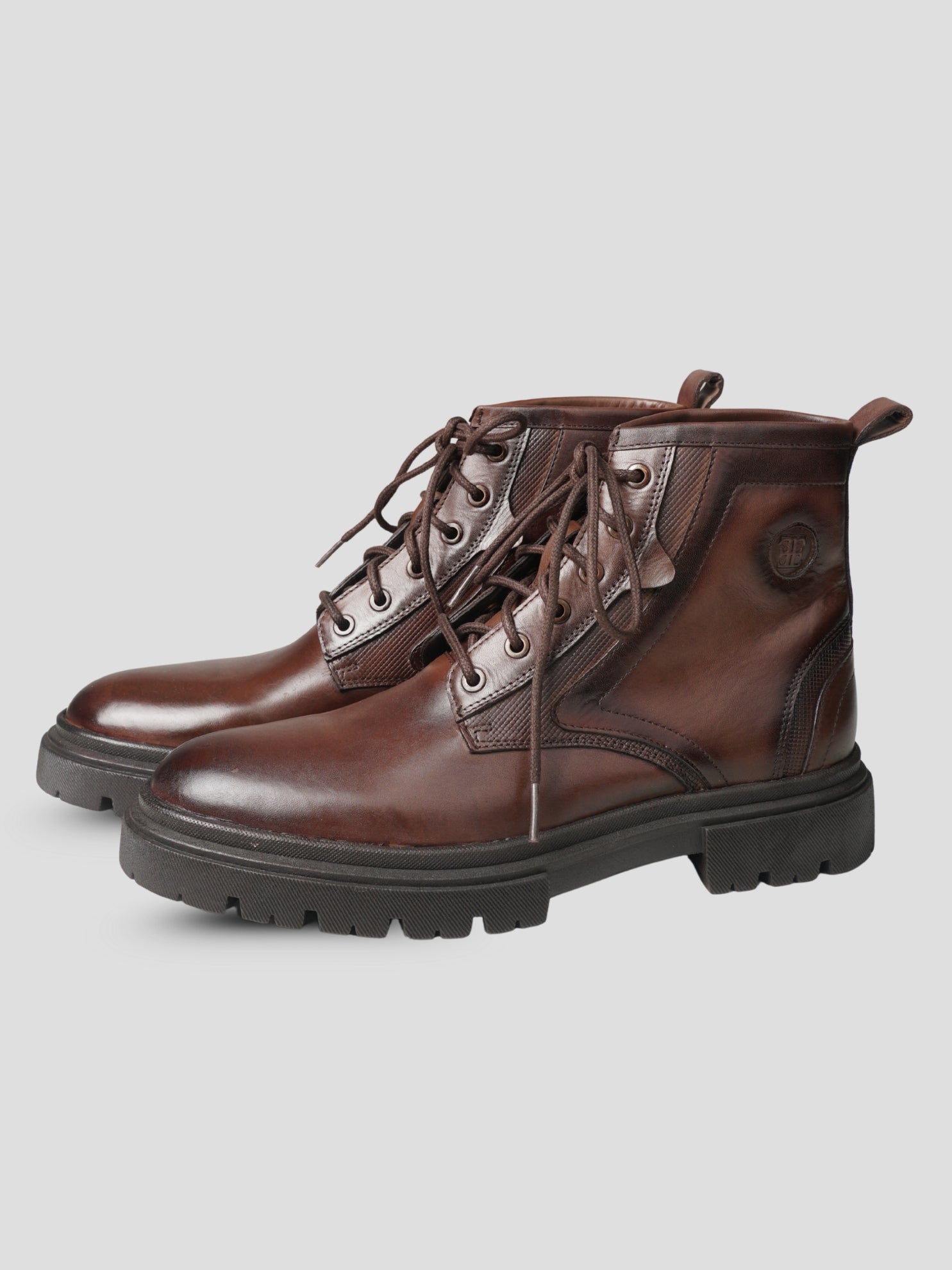 EZOK Men’s Brown Leather Lace-Up Boots | Premium Leather | Durable TPR Sole | Casual & Semi-Casual Wear