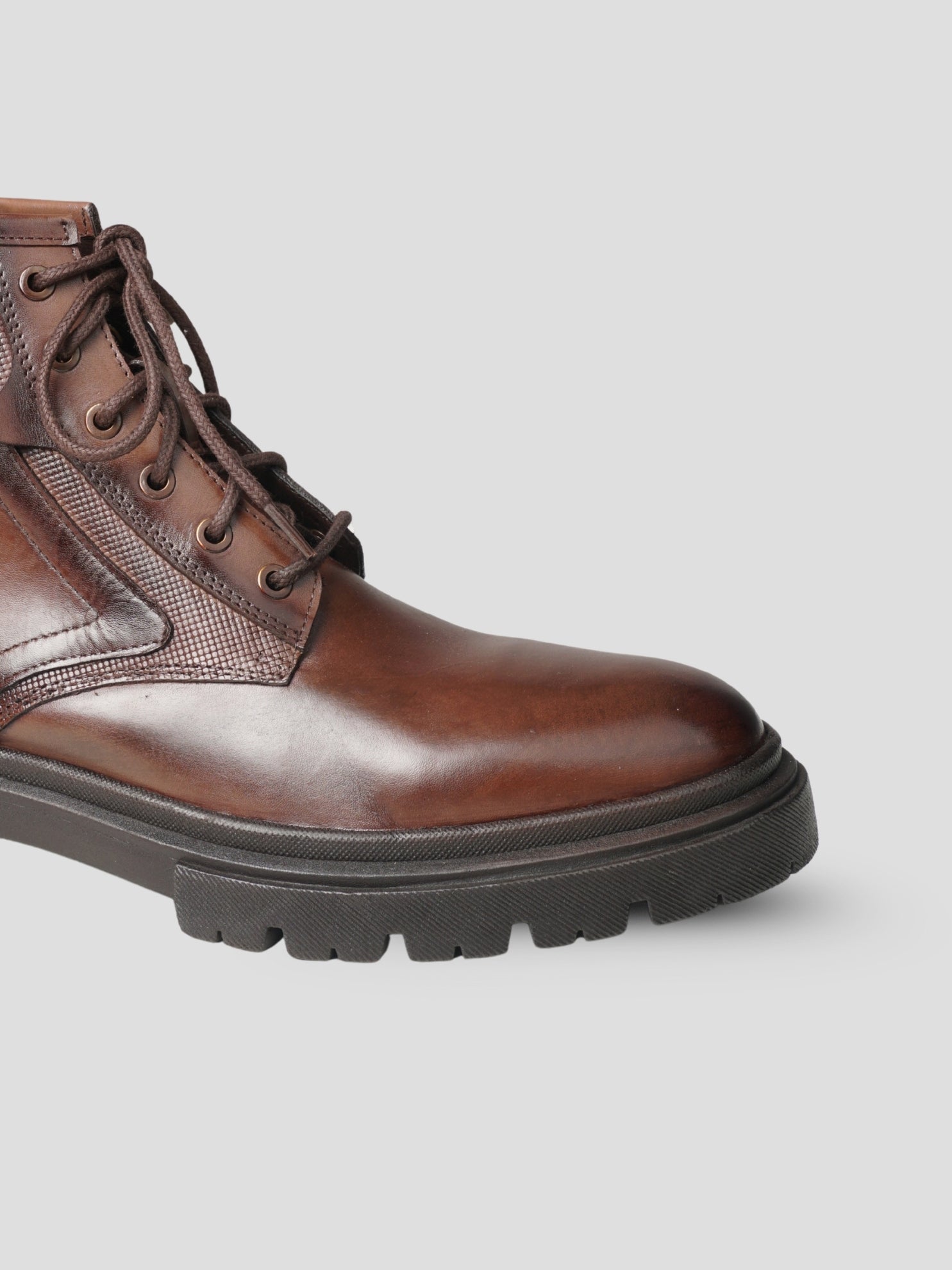 EZOK Men’s Brown Leather Lace-Up Boots | Premium Leather | Durable TPR Sole | Casual & Semi-Casual Wear