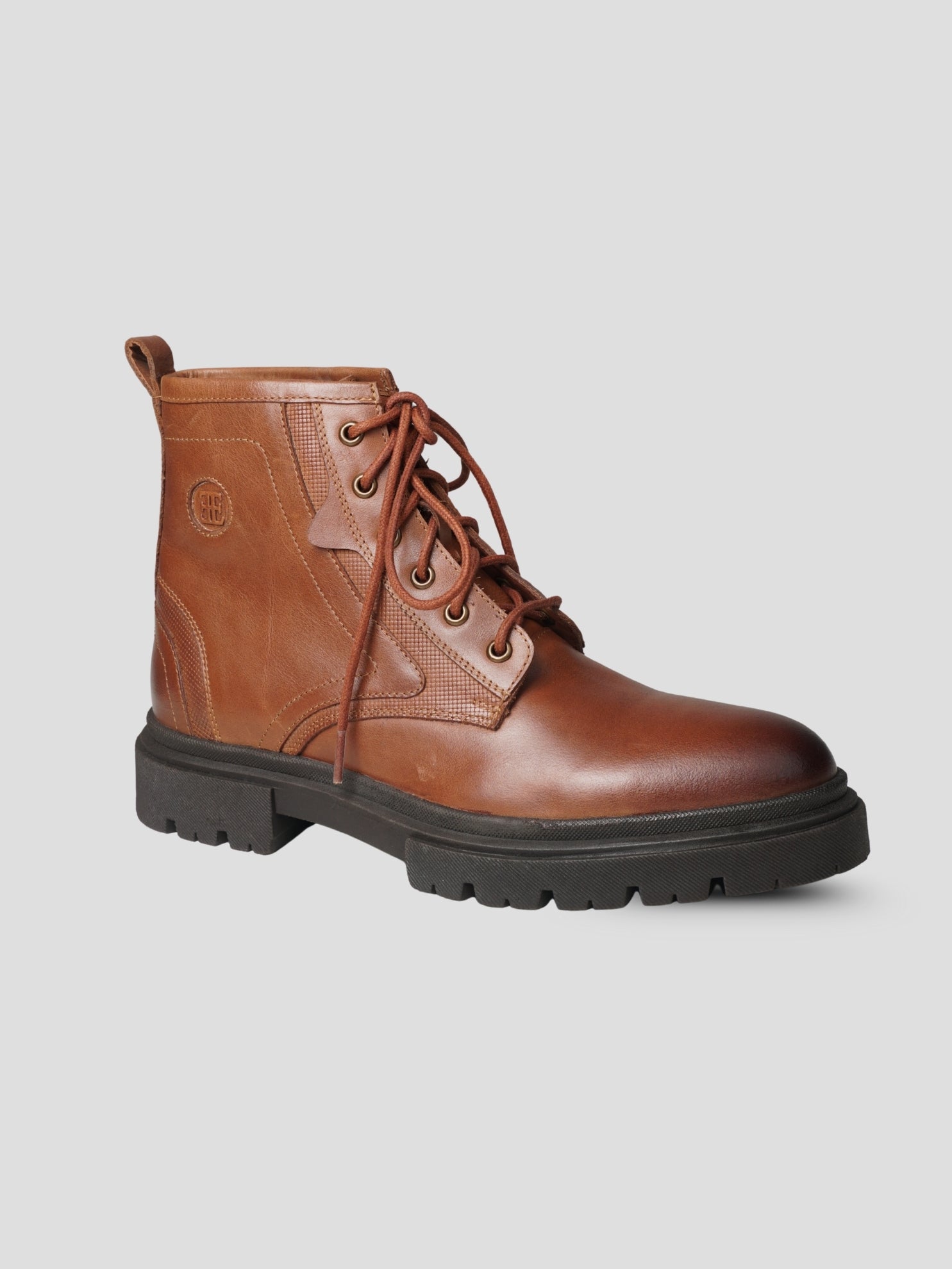 EZOK Men’s Tan Leather Lace-Up Boots | Premium Leather | Durable TPR Sole | Casual & Semi-Casual Wear