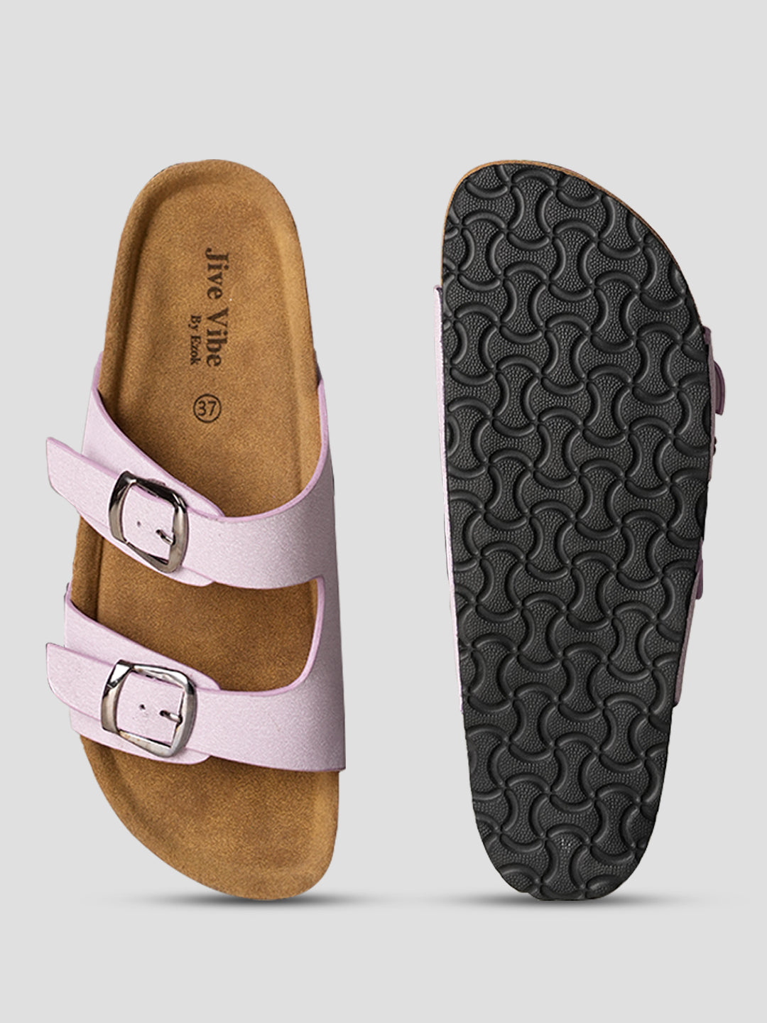 Jive Vibe By Ezok Purple Synthetic Slip On With Buckle Sandals