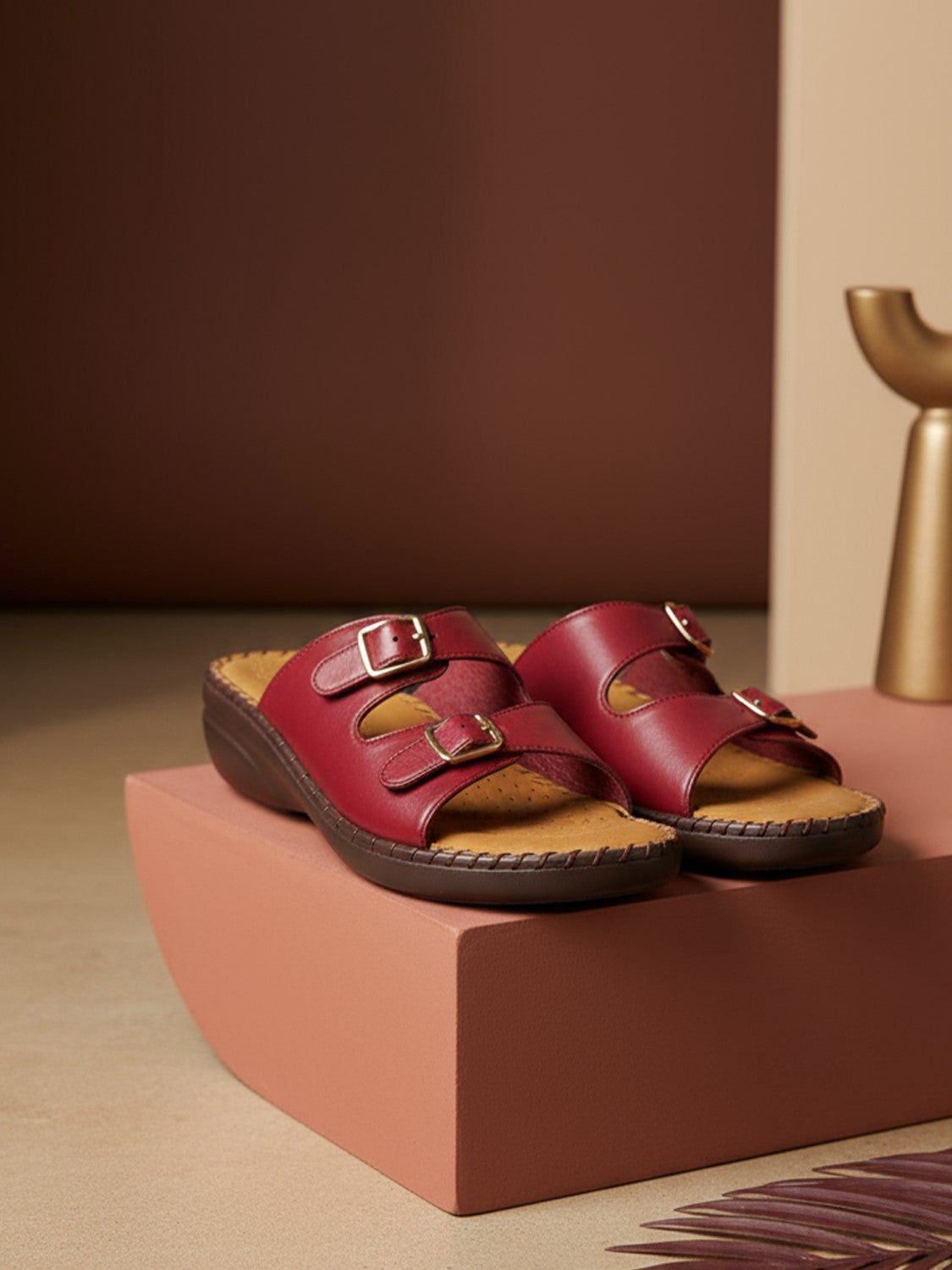 Ezok Women's Casual Genuine Leather Sandals | Stylish Open-Toe Design with Cushioned Insole | Comfortable & Trendy for Everyday Wear