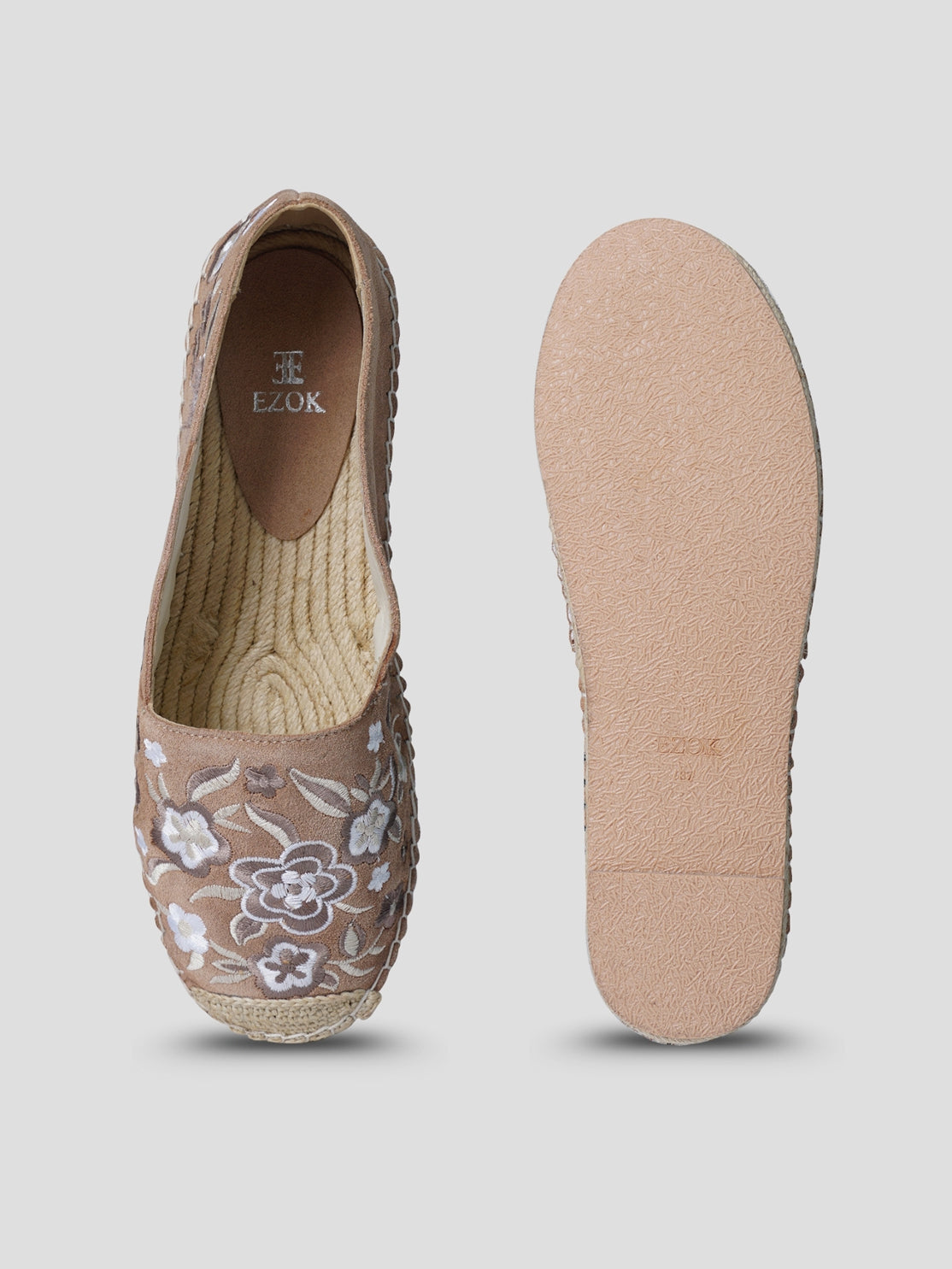 Ezok Taupe Suede Leather Slip On Casual Shoe