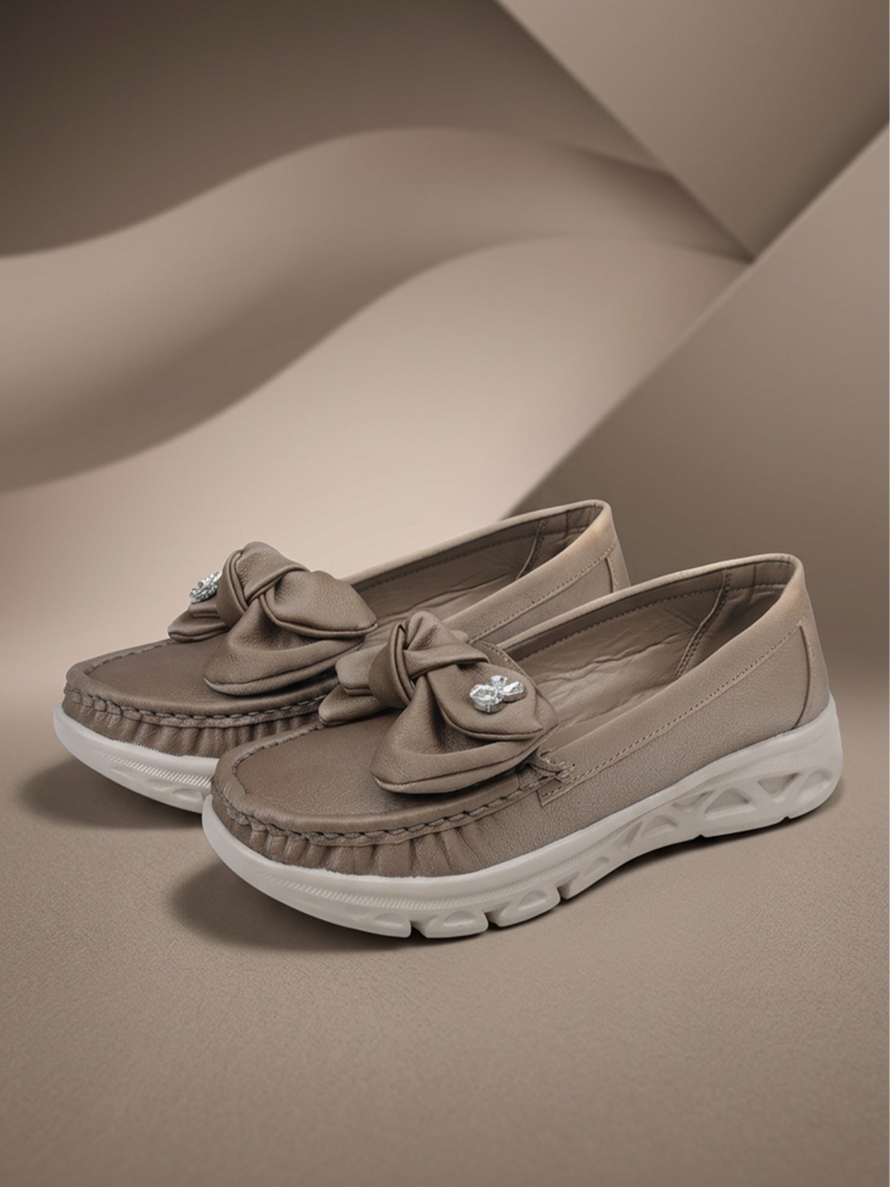 JiveVibe by Ezok Women Grey Synthetic Slip-On Casual Shoes with Bow Detail