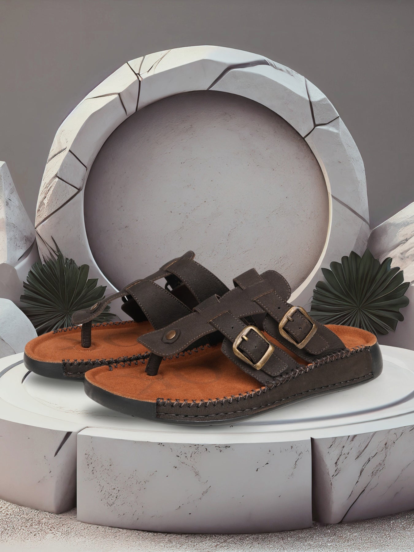 Ezok Men's Genuine Leather Sandals - Comfortable & Stylish Footwear