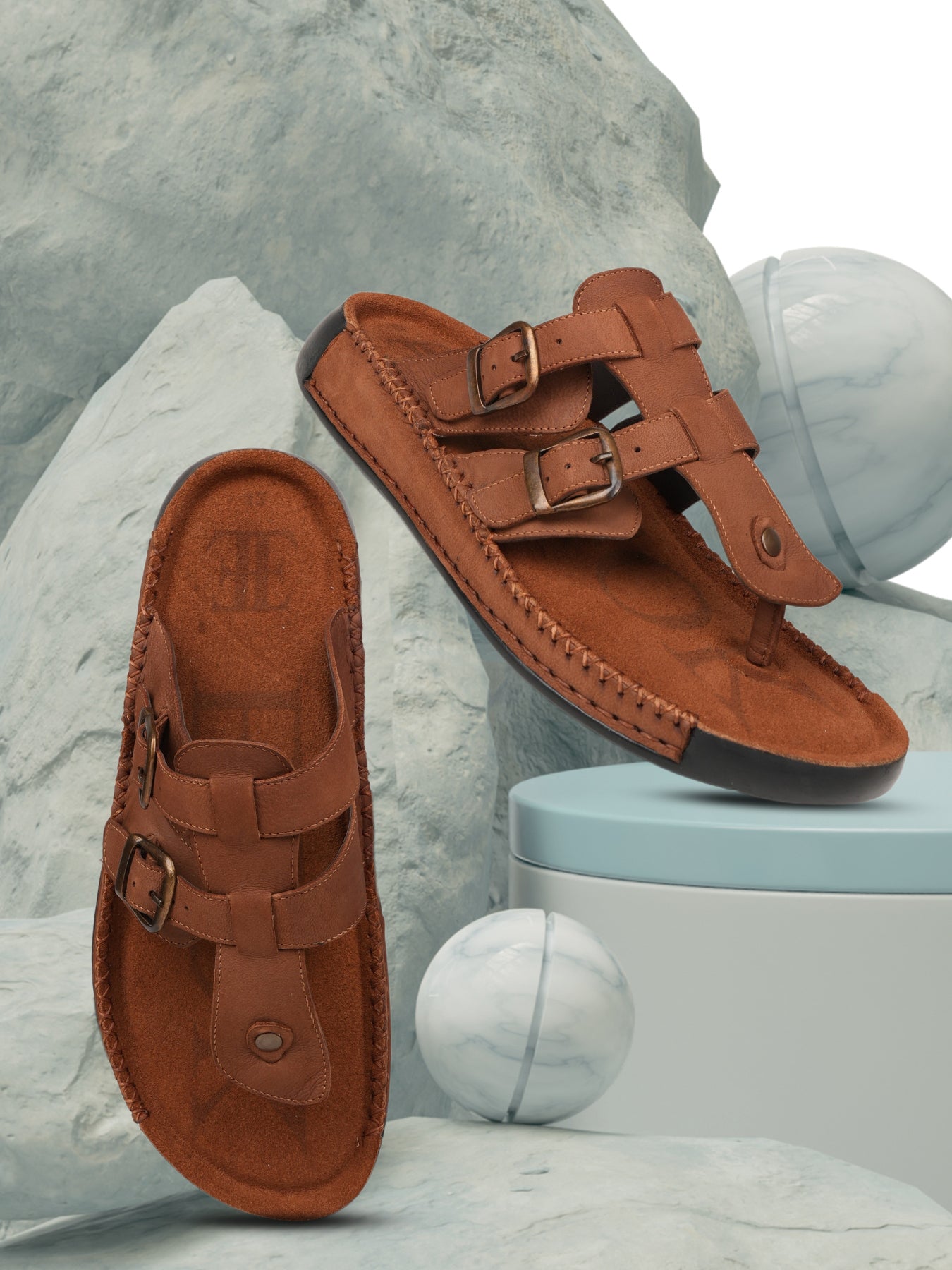 Ezok Men's Genuine Leather Sandals - Comfortable & Stylish Footwear