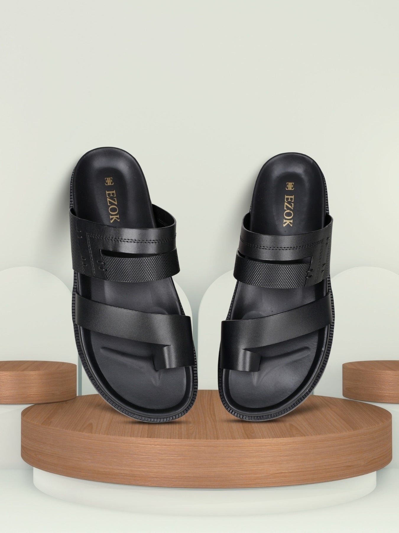 Ezok Men's Genuine Leather Sandals - Comfortable & Stylish Footwear