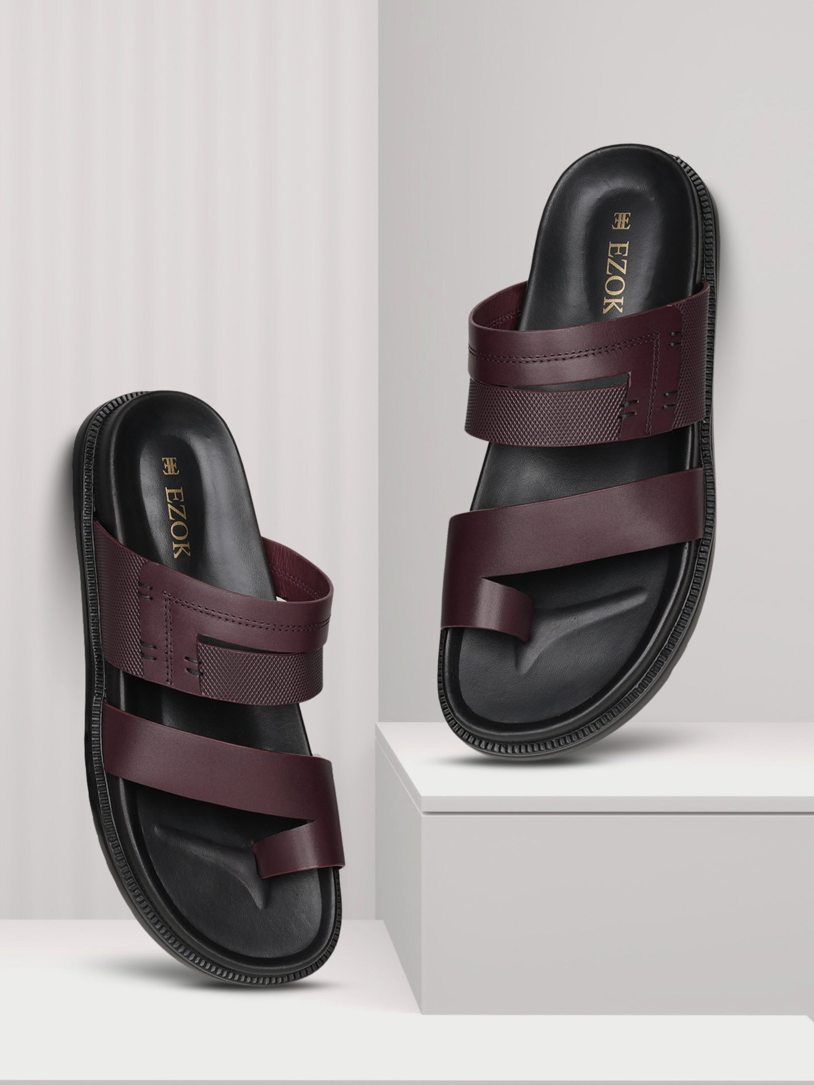 Ezok Men's Genuine Leather Sandals - Comfortable & Stylish Footwear