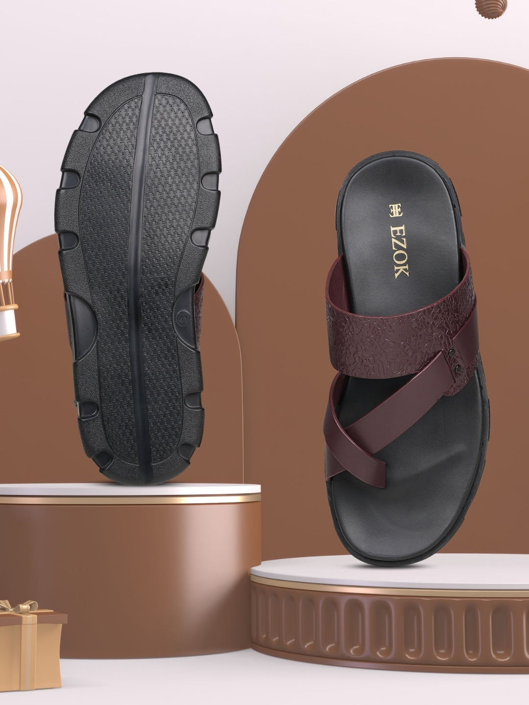Ezok Men's Genuine Leather Sandals - Comfortable & Stylish Footwear