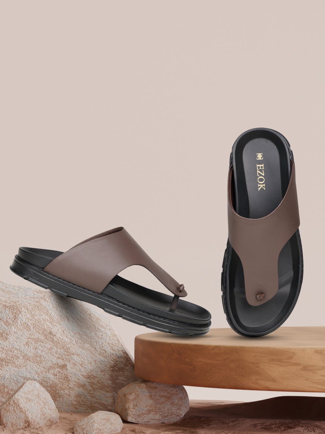 Ezok Men's Genuine Leather Sandals - Comfortable & Stylish Footwear