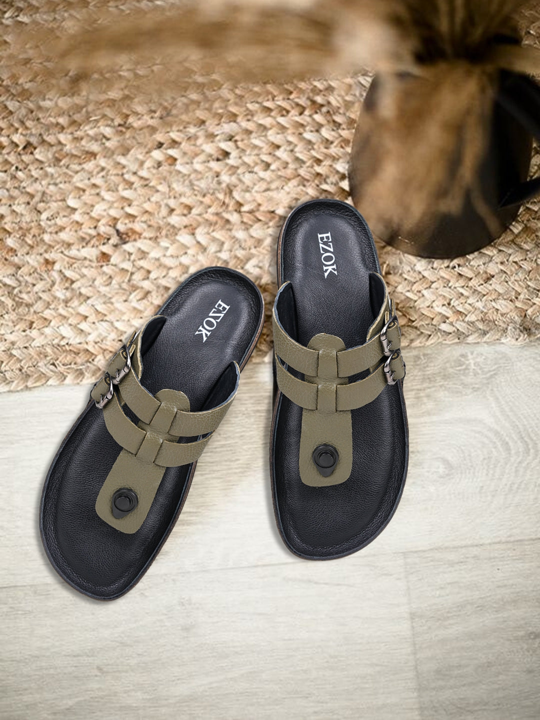 Ezok Men's Genuine Leather Sandals Comfortable, Stylish, and Durable Adjustable Footwear for Summer